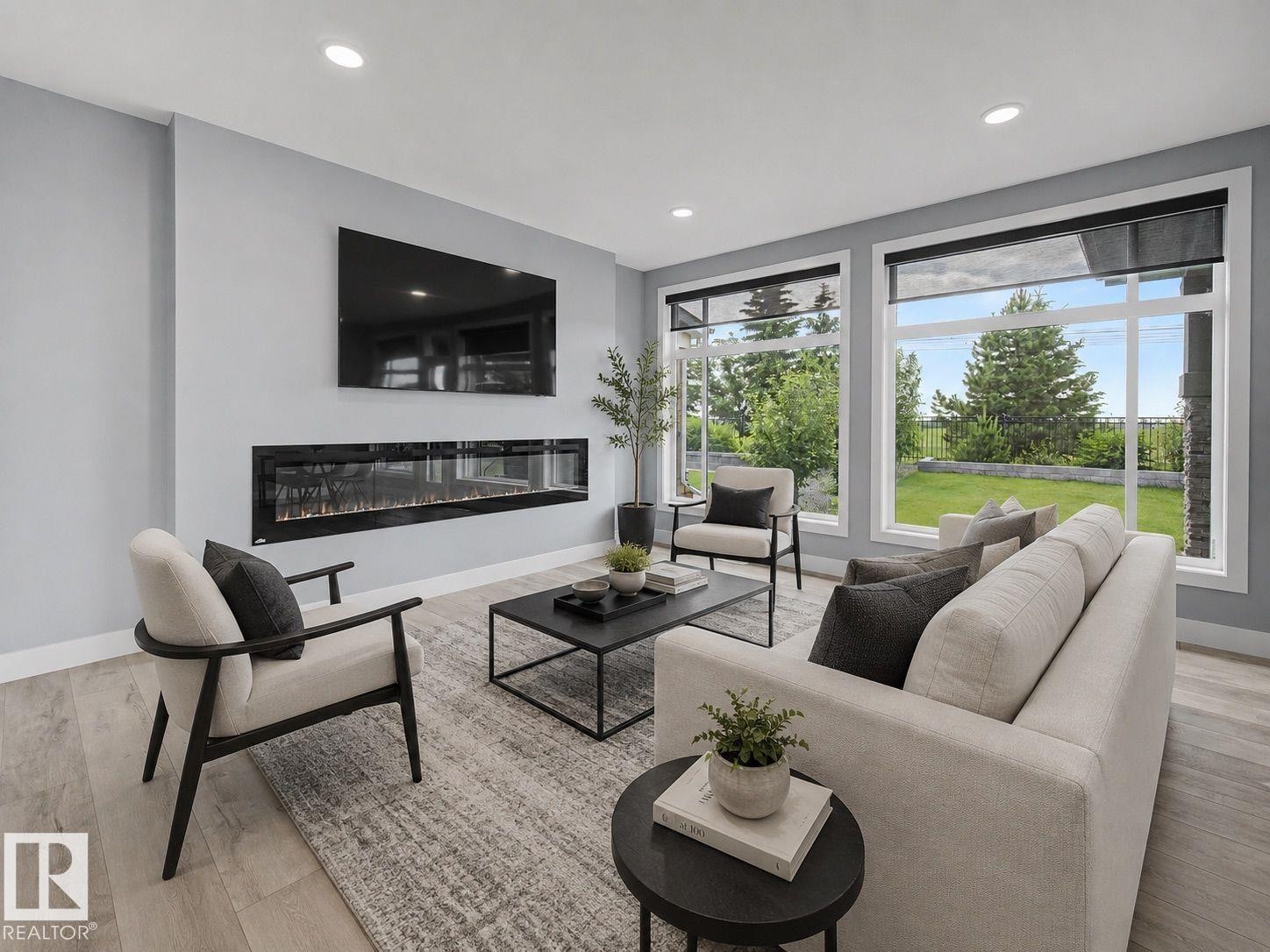1463 Howes Crescent Sw, Edmonton, AB - Indoor Photo Showing Living Room With Fireplace