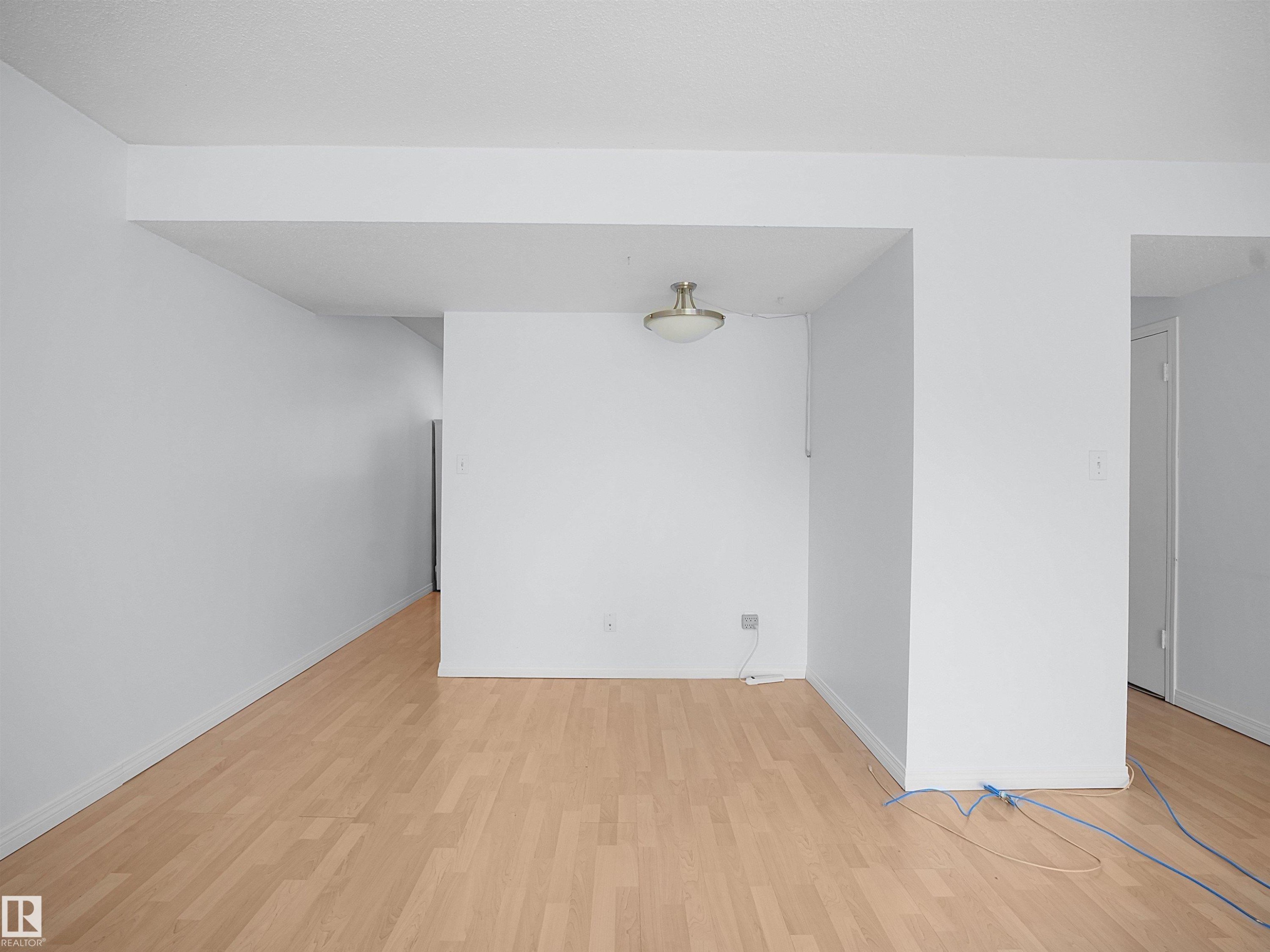 Spacious room featuring light wood-finish flooring, white walls, and a ceiling-mounted flush light fixture - 10446 55 Avenue Nw, Edmonton, AB - Indoor Photo Showing Other Room