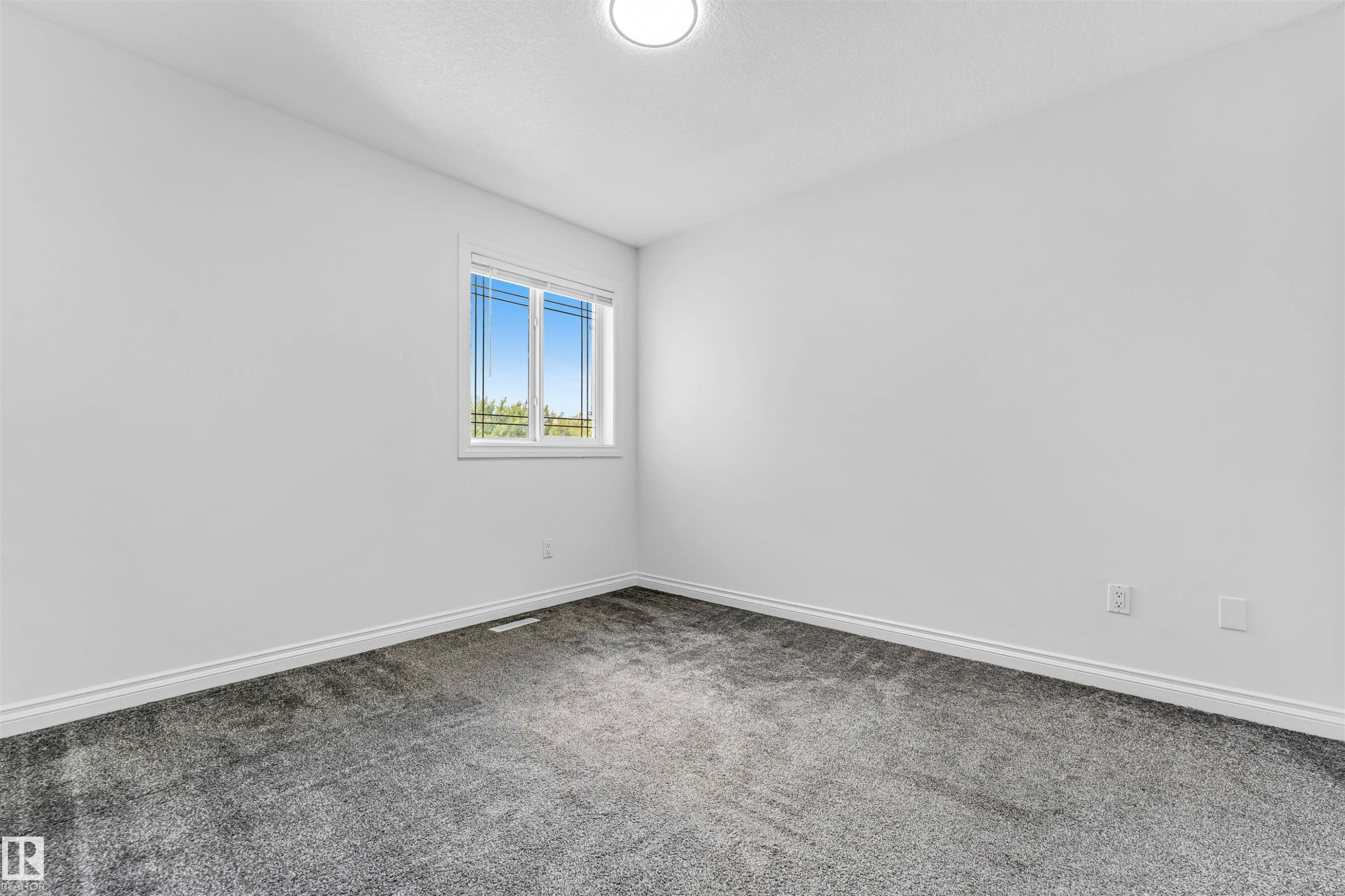 Room featuring white walls, gray carpeting, and a window with white trim - 16205 55 Street Nw, Edmonton, AB - Indoor Photo Showing Other Room