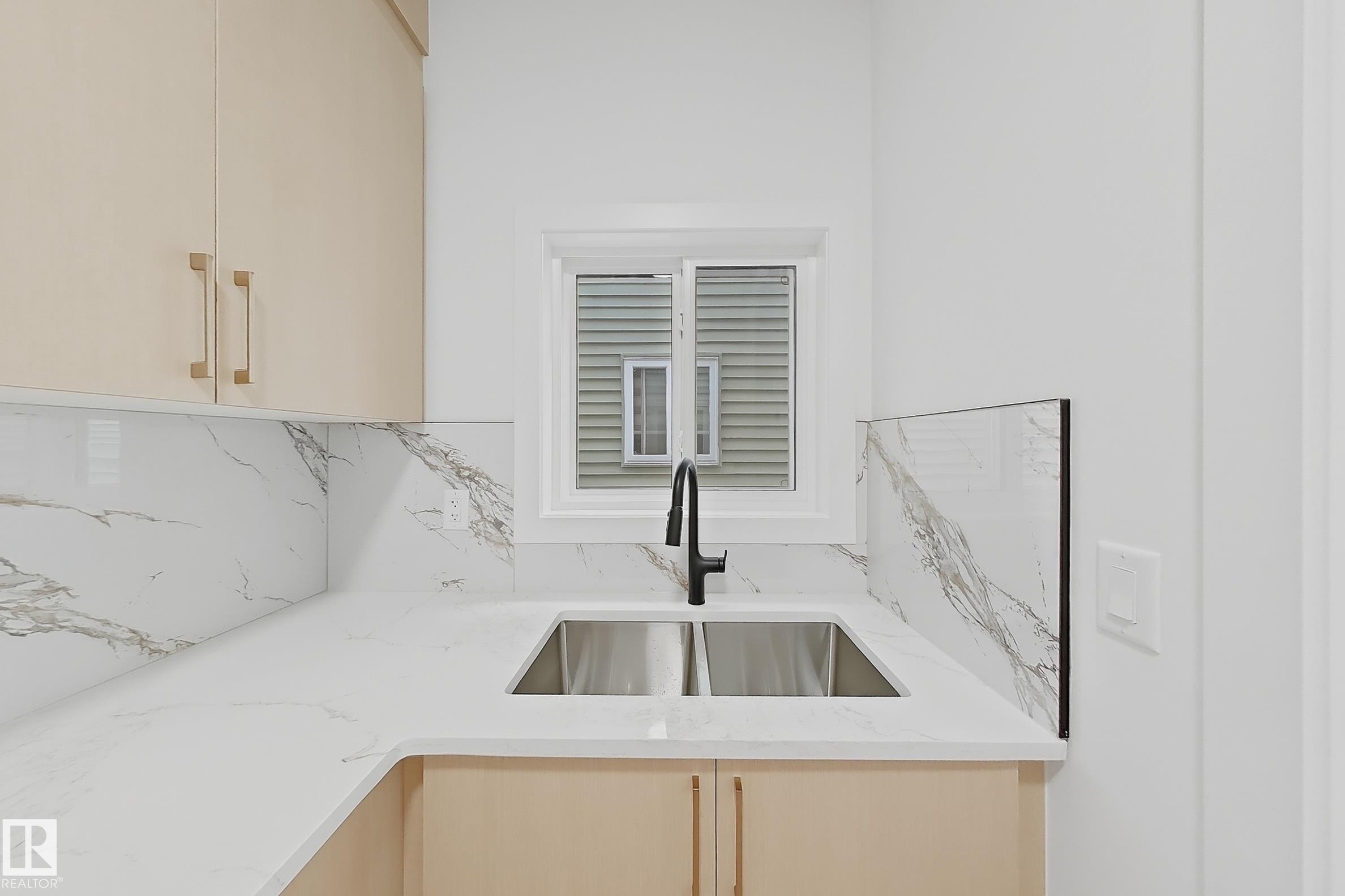 8916 Mayday Way Sw, Edmonton, AB - Indoor Photo Showing Kitchen With Double Sink