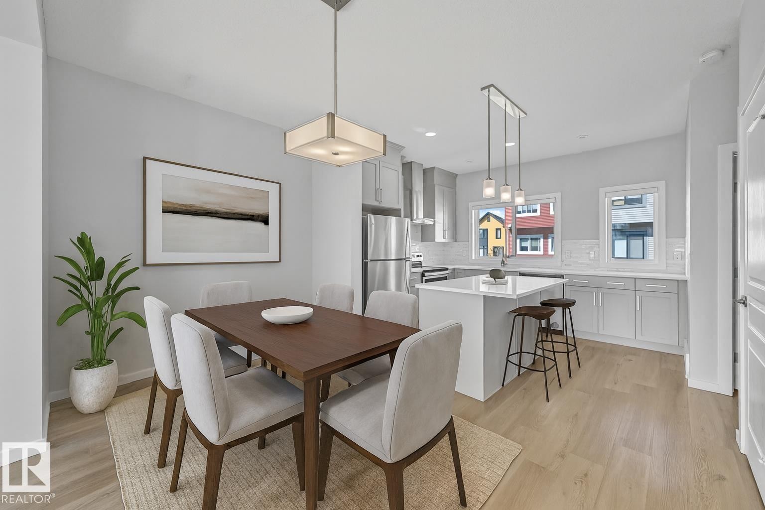 virtually staged - #72 1010 Rabbit Hill Rd Sw, Edmonton, AB - Indoor Photo Showing Dining Room
