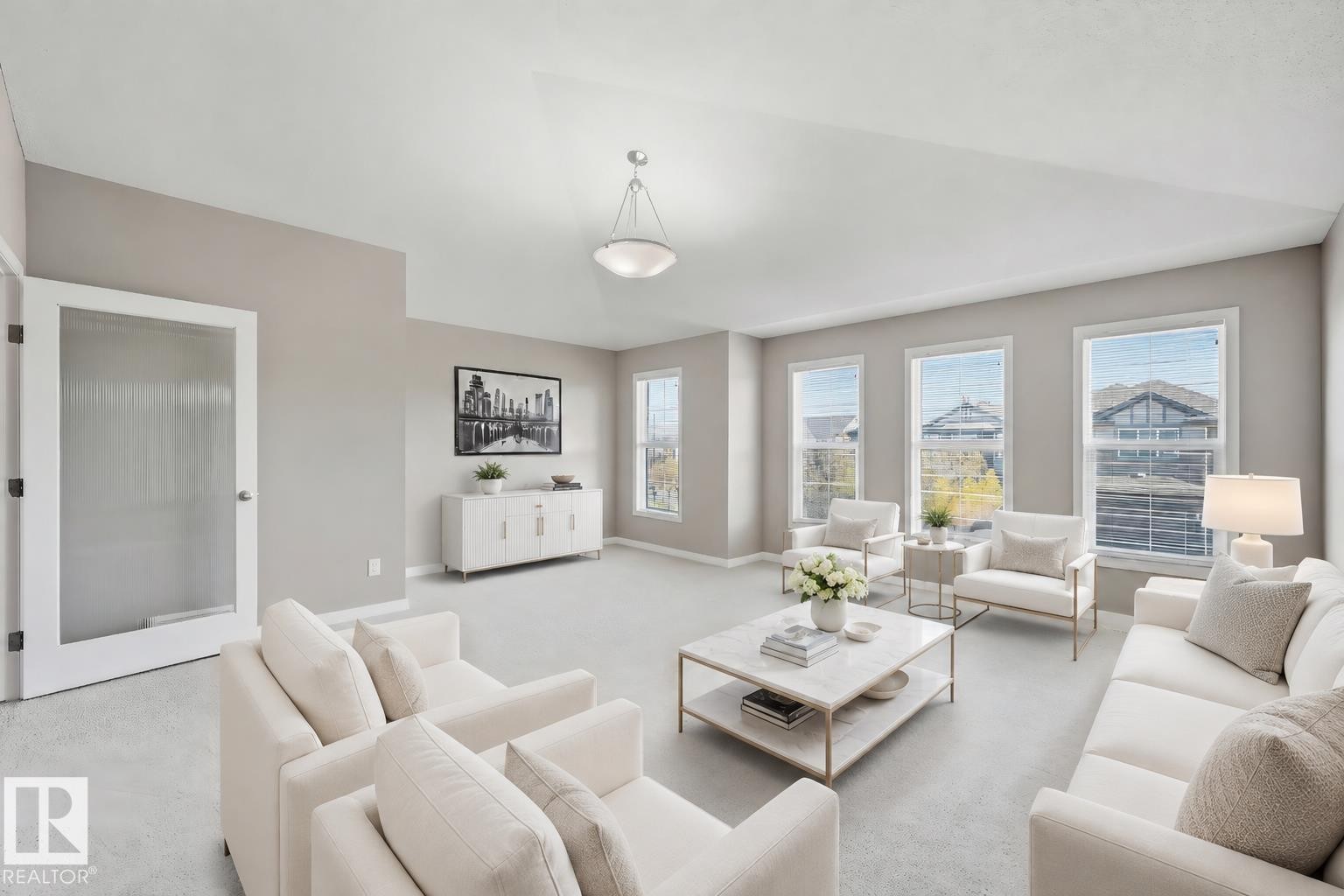 (virtually staged furniture) - 3528 Claxton Crescent Sw, Edmonton, AB - Indoor Photo Showing Living Room
