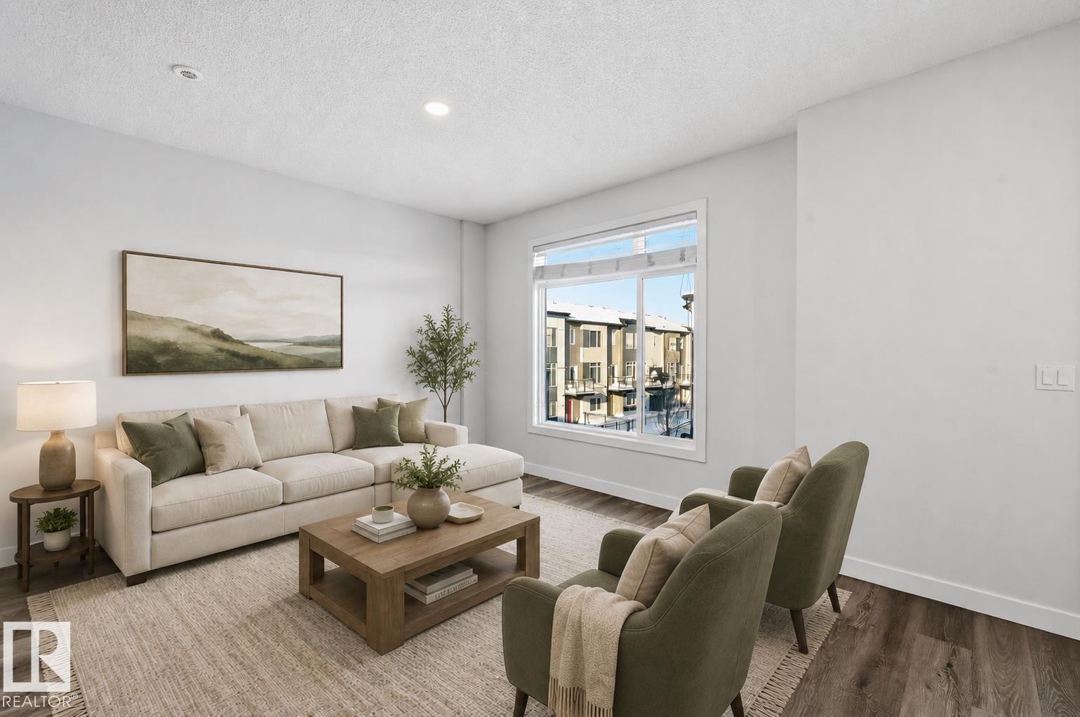virtually staged - #54 804 Welsh Dr Sw, Edmonton, AB - Indoor Photo Showing Living Room