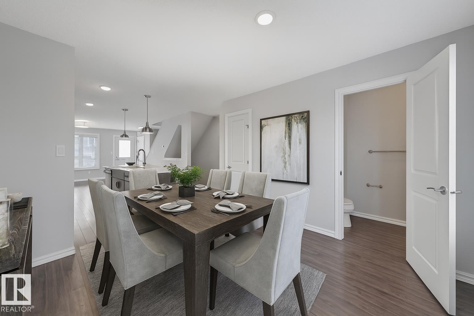 virtually staged - #34 2215 24 St Nw, Edmonton, AB - Indoor Photo Showing Dining Room
