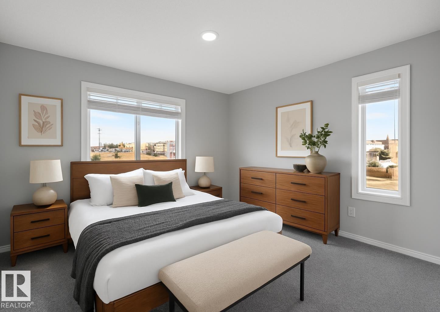 virtually staged - #34 2215 24 St Nw, Edmonton, AB - Indoor Photo Showing Bedroom