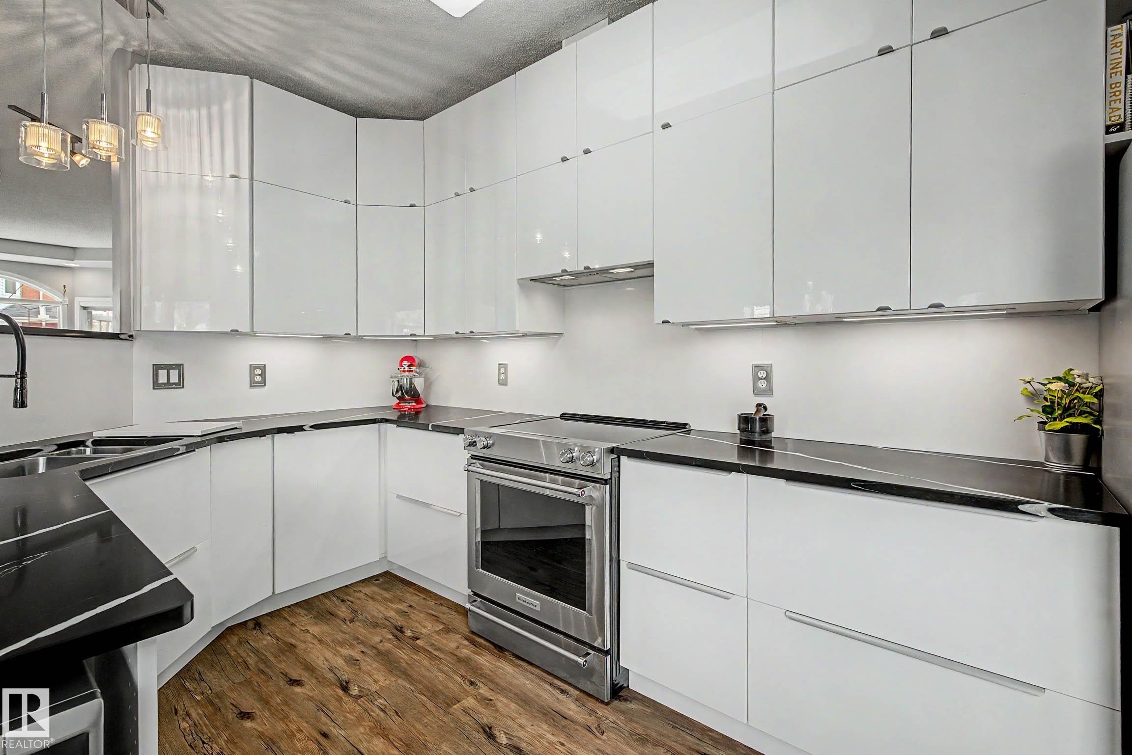 Kitchen - 9130 100A Avenue Nw, Edmonton, AB - Indoor Photo Showing Kitchen With Double Sink With Upgraded Kitchen