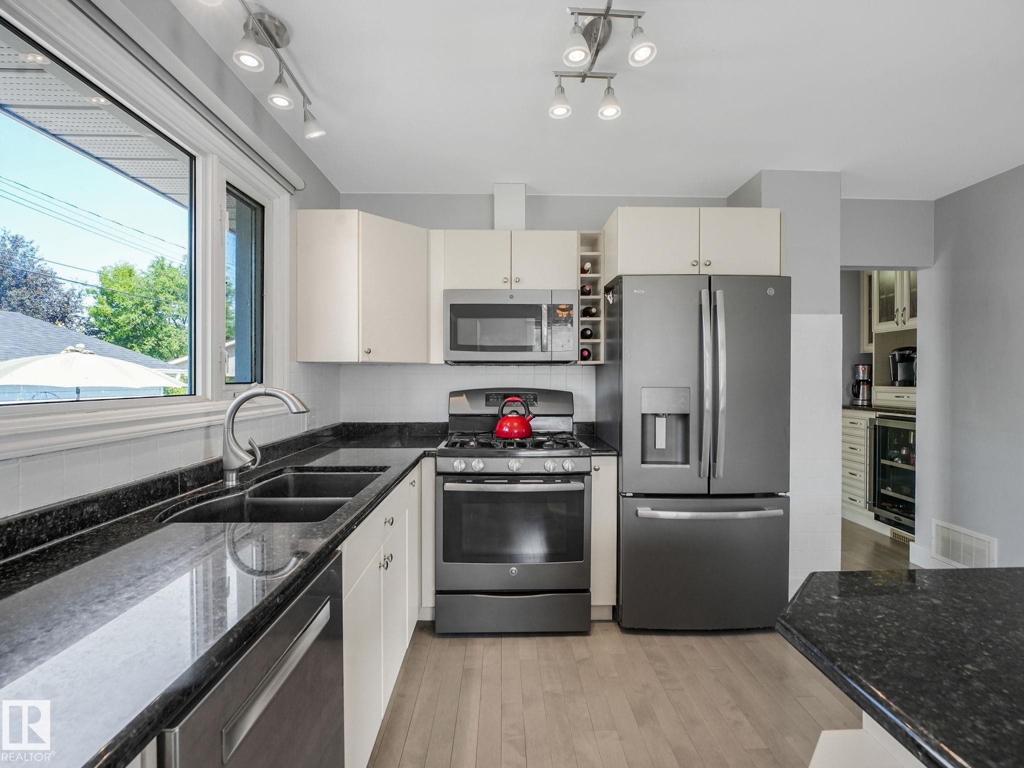 9528 54 Street Nw, Edmonton, AB - Indoor Photo Showing Kitchen With Double Sink