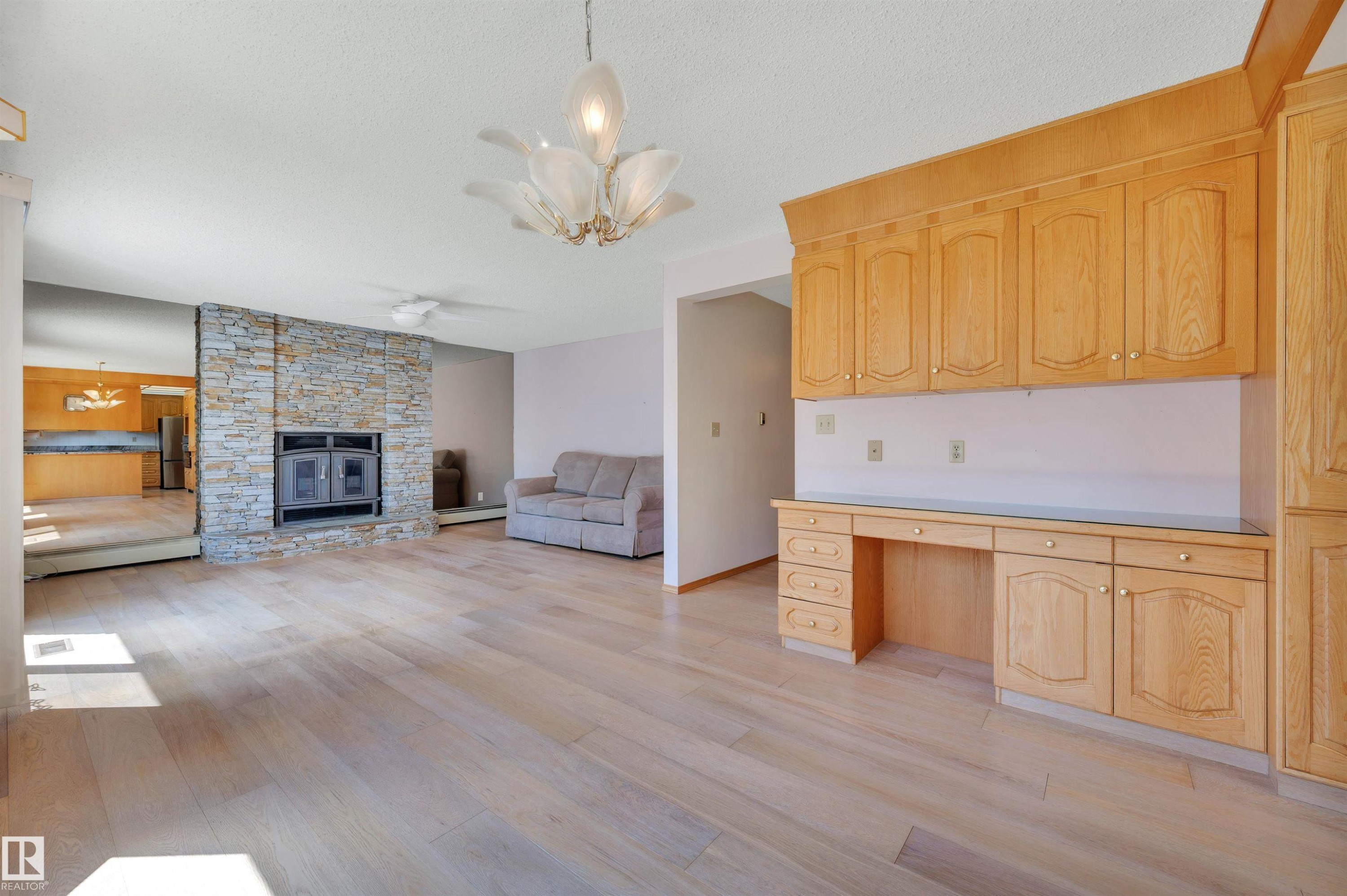 10155 74 Street Nw, Edmonton, AB - Indoor Photo Showing Living Room With Fireplace