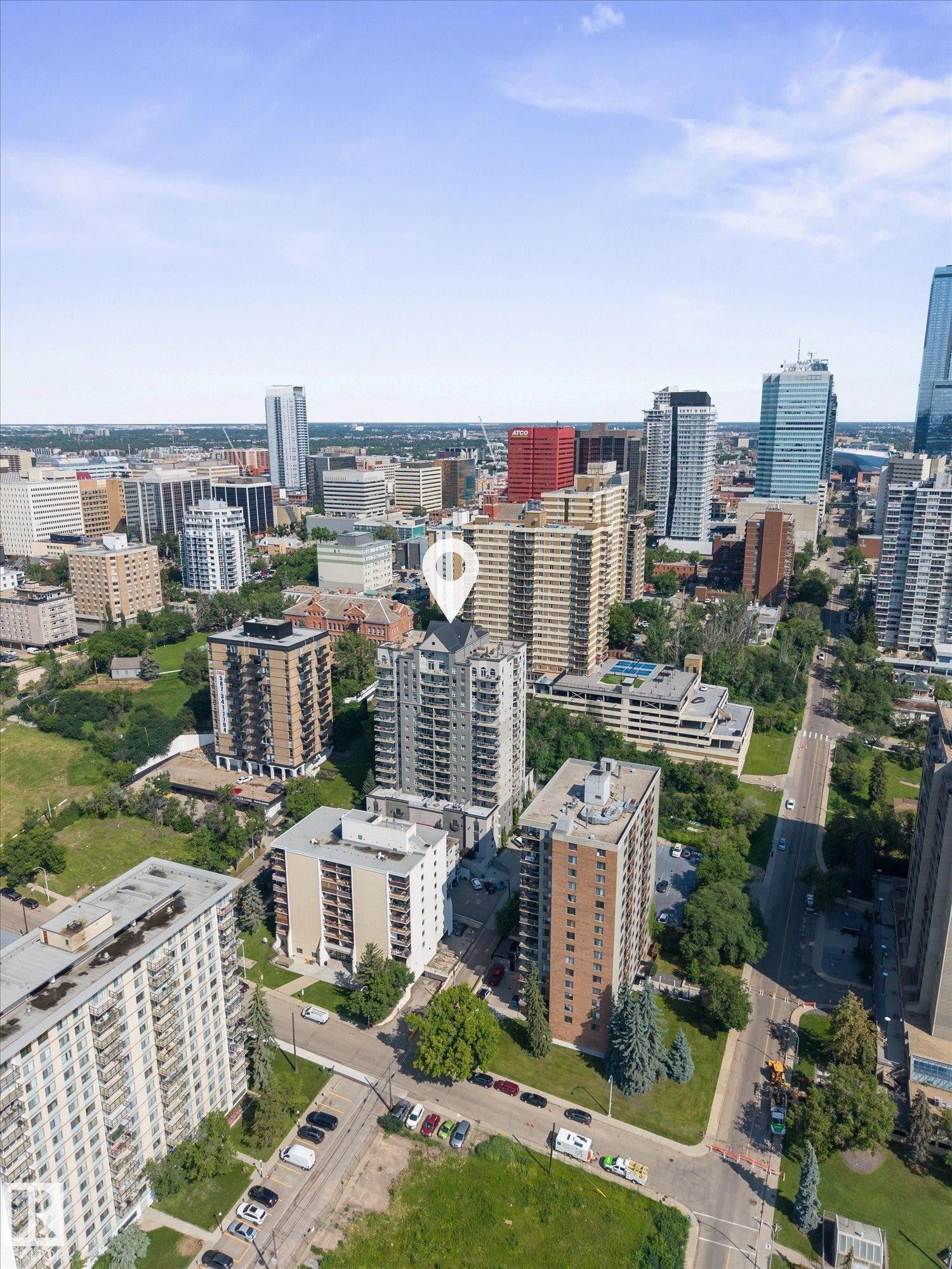 Contemporary high-rise building situated within an urban cityscape - #707 9819 104 St Nw, Edmonton, AB