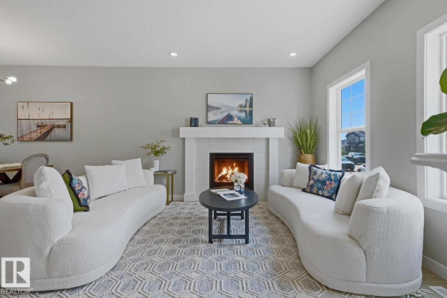 17677 60A Street Nw, Edmonton, AB - Indoor Photo Showing Living Room With Fireplace
