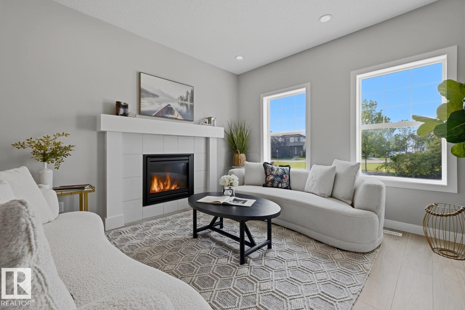 17677 60A Street Nw, Edmonton, AB - Indoor Photo Showing Living Room With Fireplace