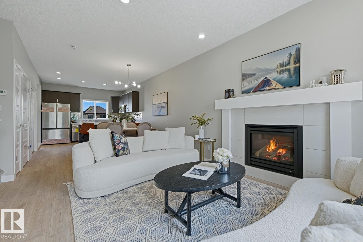17677 60A Street Nw, Edmonton, AB - Indoor Photo Showing Living Room With Fireplace