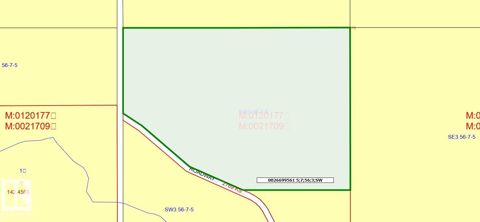 Plat Map. Illustrating the property boundaries and identifying the roadway - Twp 560, Rural Lac Ste. Anne County, AB