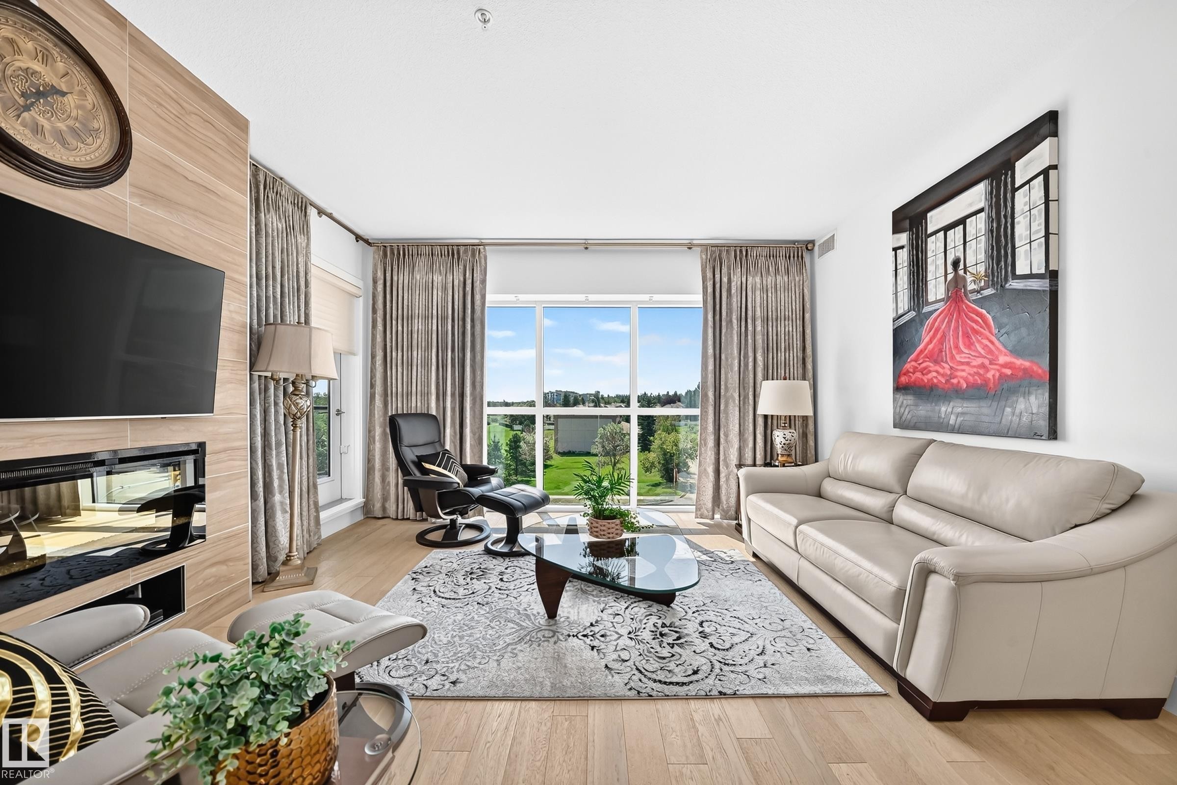 #507 200 Bellerose Dr, St. Albert, AB - Indoor Photo Showing Living Room With Fireplace