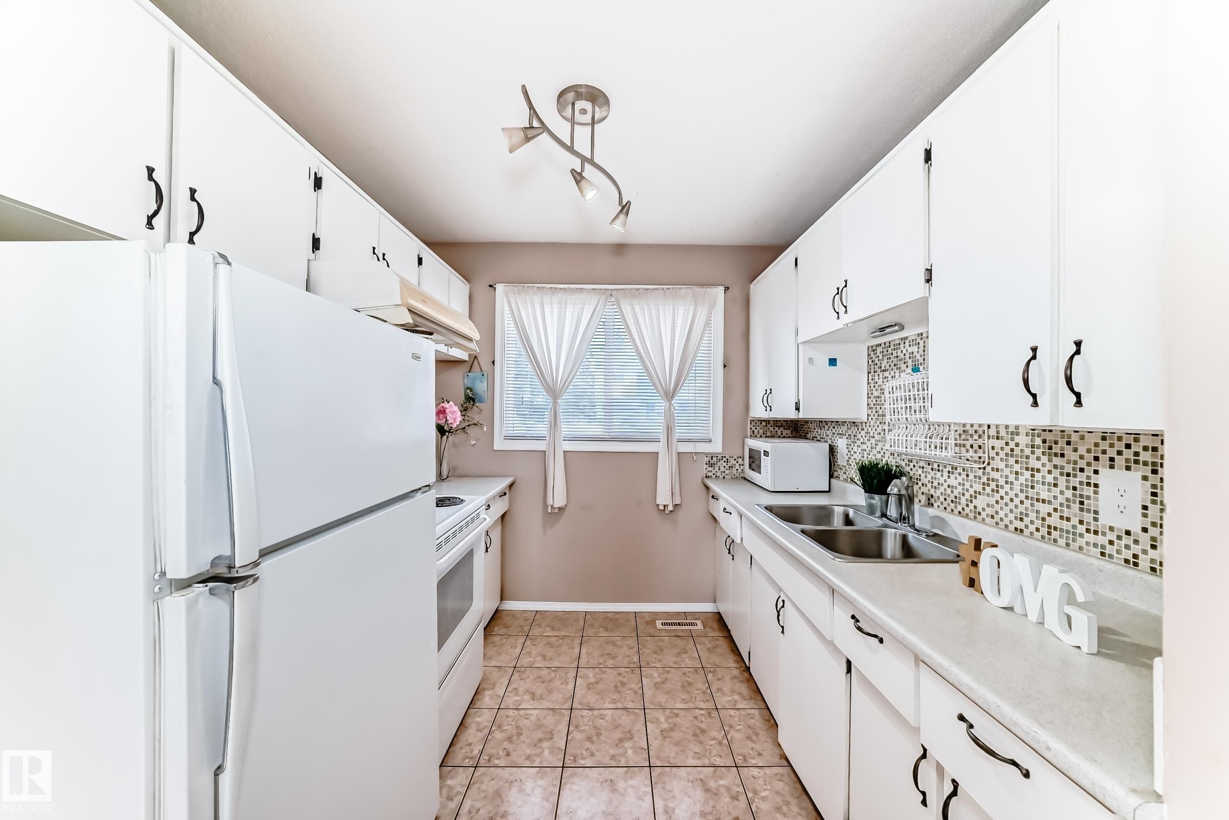 100 Dickinsfield Crest Nw, Edmonton, AB - Indoor Photo Showing Kitchen With Double Sink