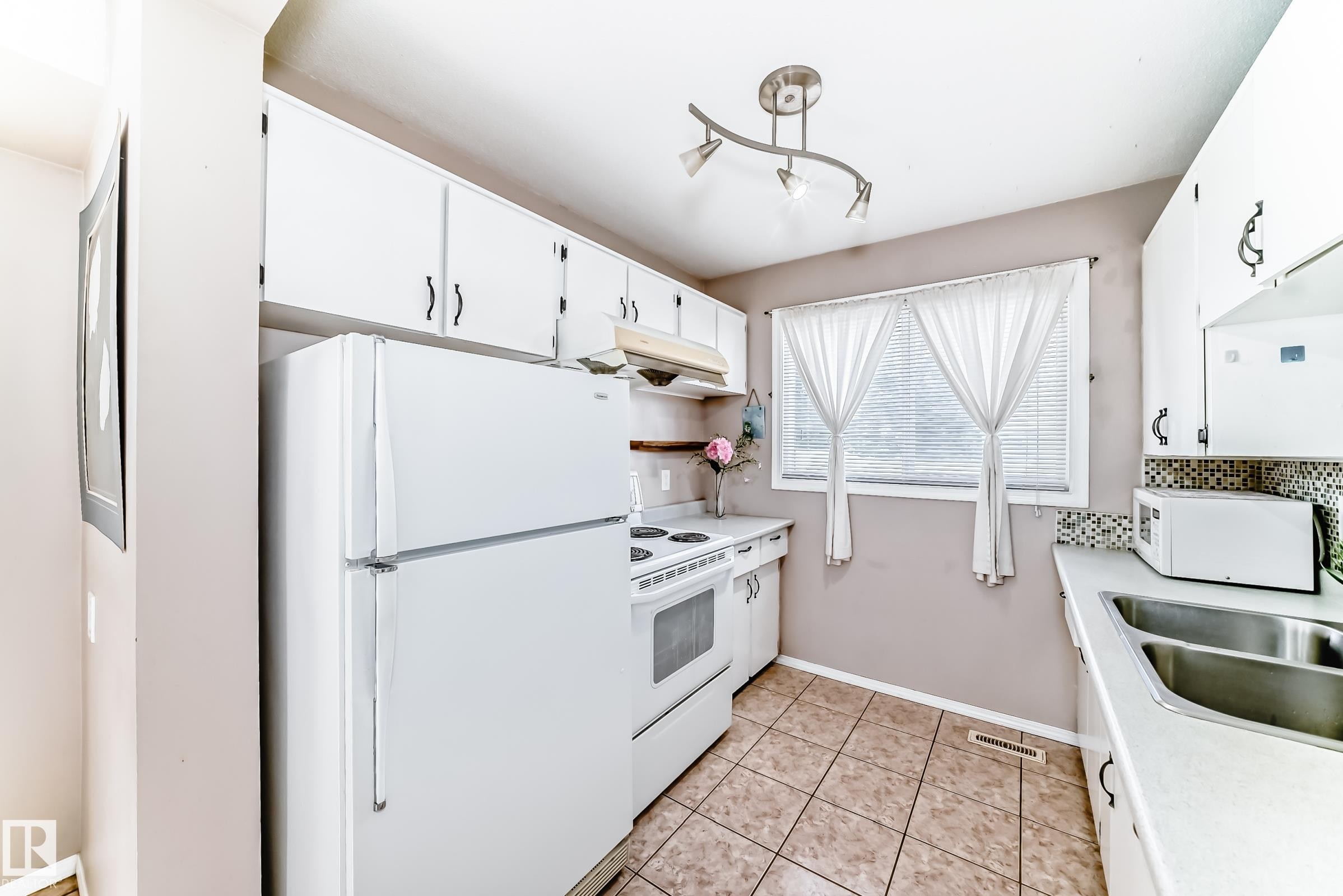 100 Dickinsfield Crest Nw, Edmonton, AB - Indoor Photo Showing Kitchen With Double Sink