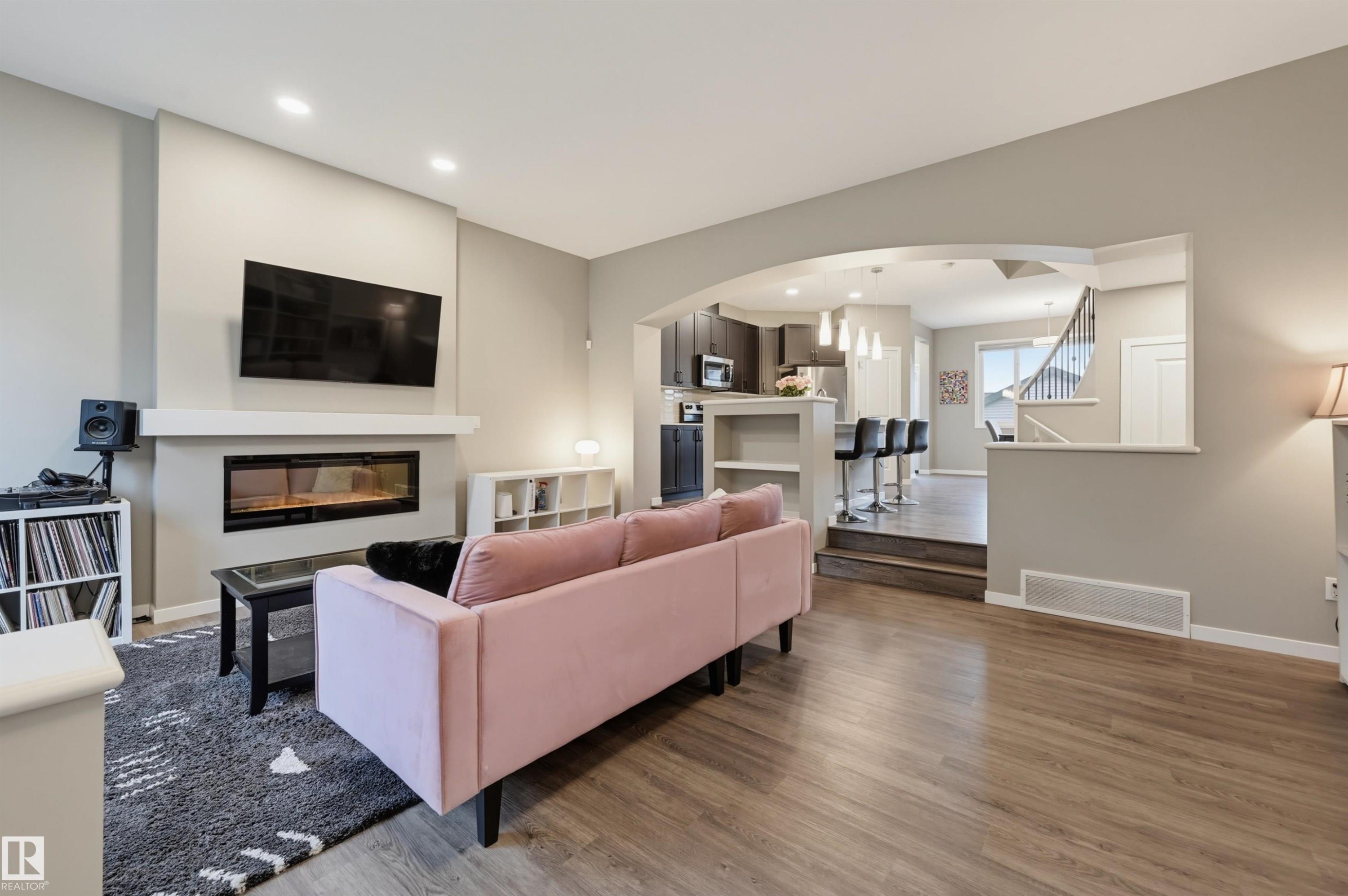 5175 Edgemont Boulevard Nw, Edmonton, AB - Indoor Photo Showing Living Room With Fireplace