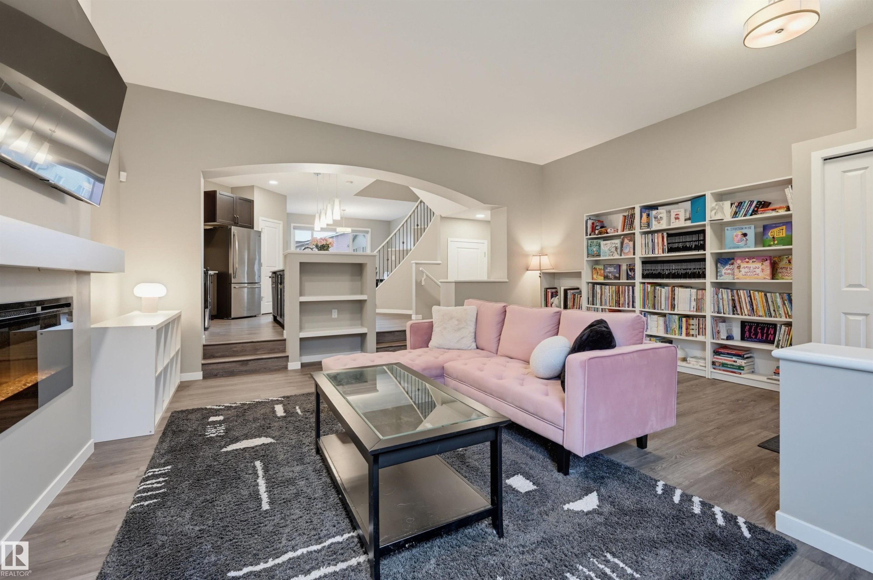 5175 Edgemont Boulevard Nw, Edmonton, AB - Indoor Photo Showing Living Room With Fireplace