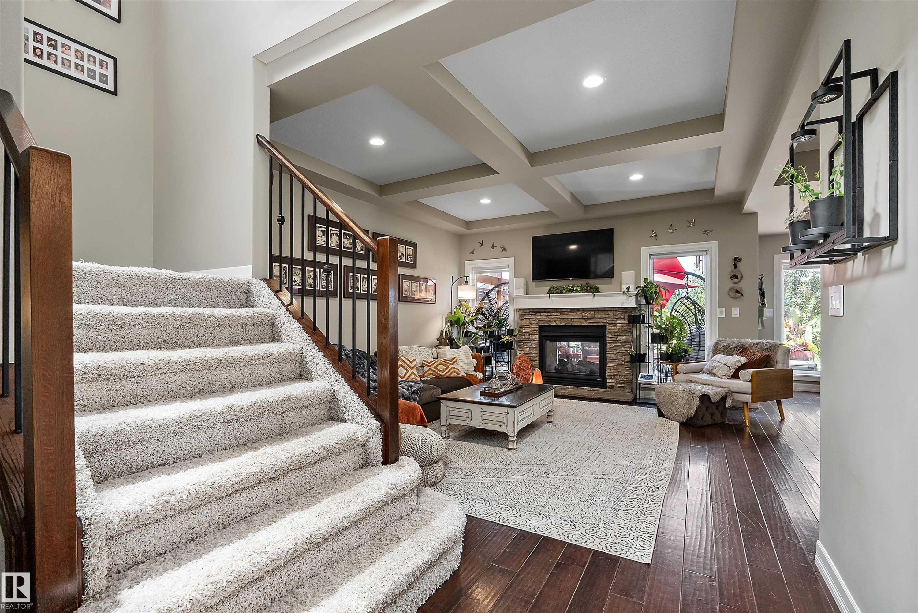 180 Sheppard Circle, Leduc, AB - Indoor Photo Showing Other Room With Fireplace
