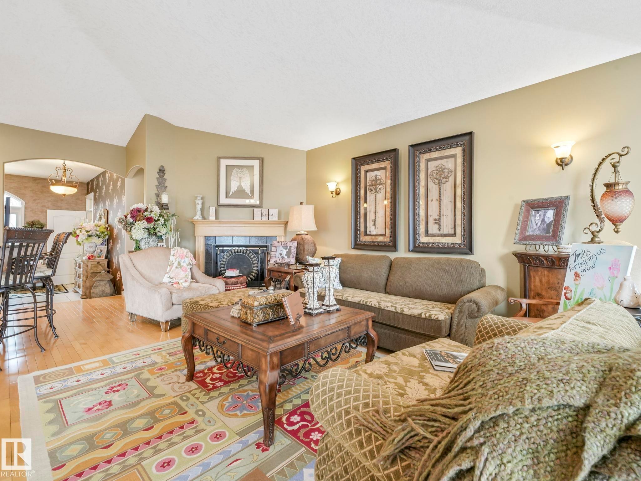 51 Kendall Crescent, St. Albert, AB - Indoor Photo Showing Living Room With Fireplace
