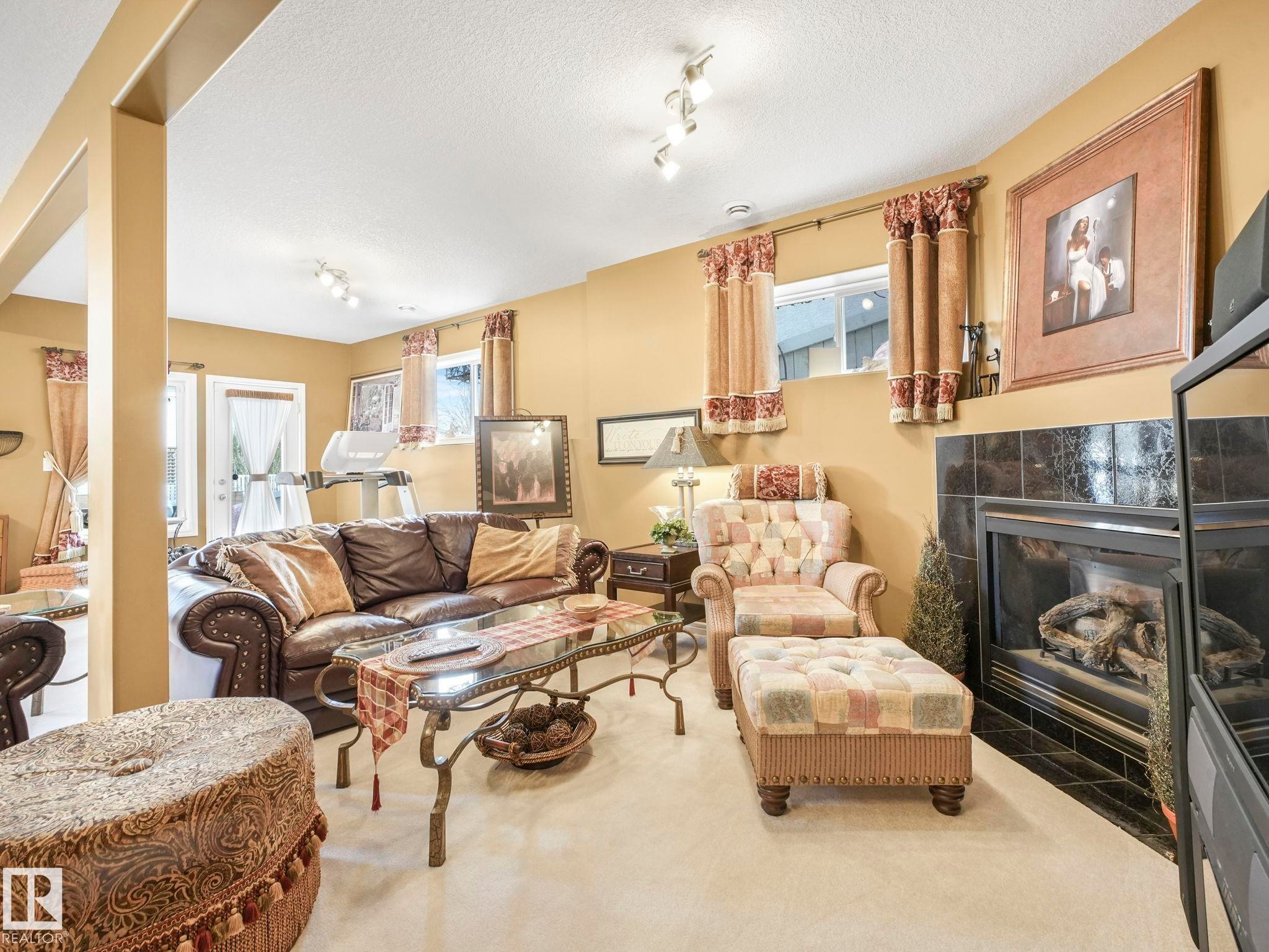 51 Kendall Crescent, St. Albert, AB - Indoor Photo Showing Living Room With Fireplace