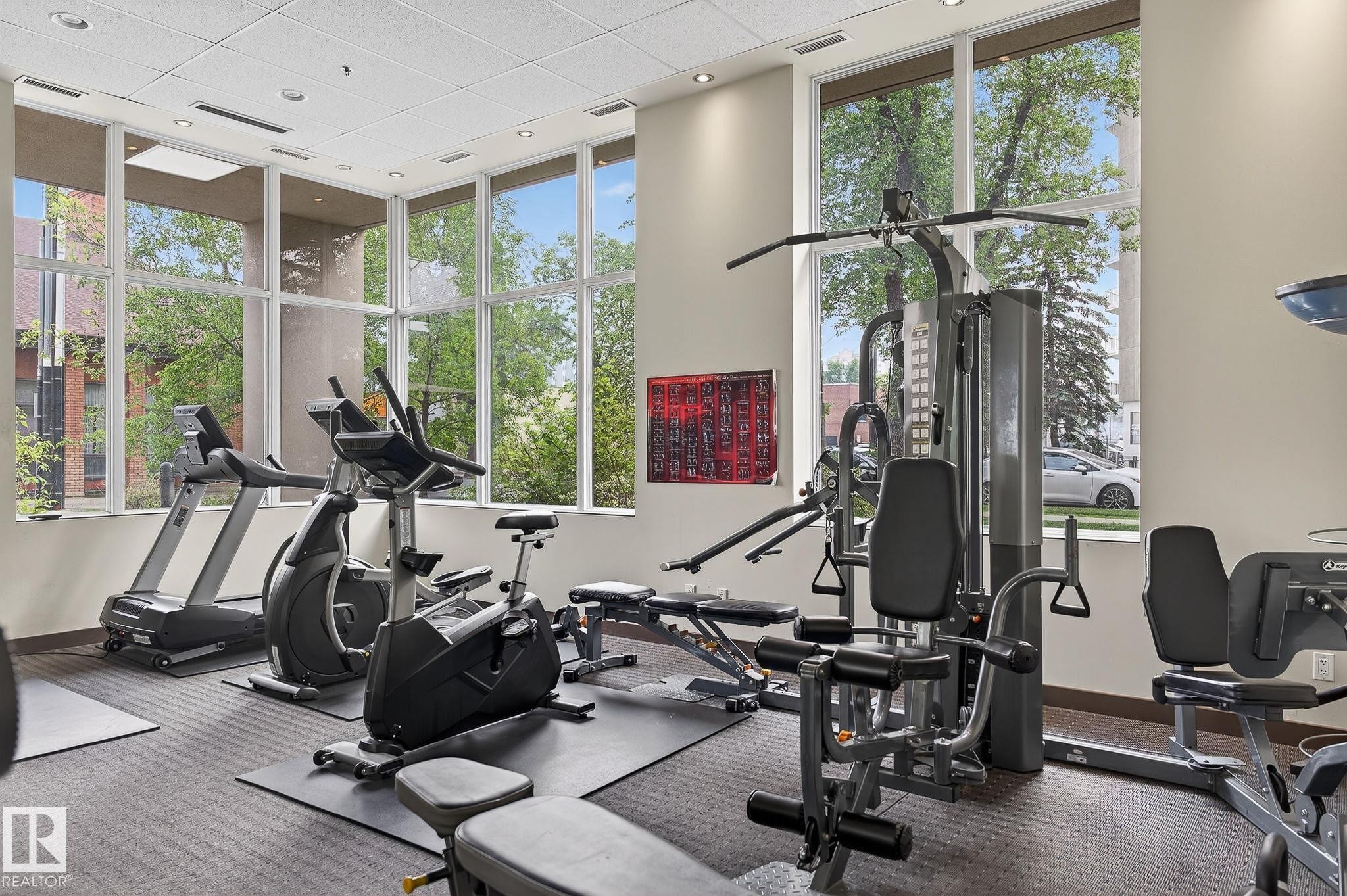 #203 10046 117 St Nw, Edmonton, AB - Indoor Photo Showing Gym Room