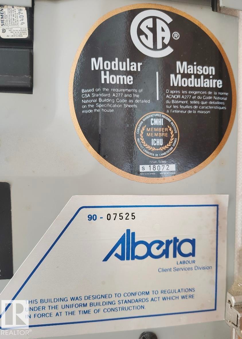 Modular Home certification for compliance with CSA Standard A277 and the National Building Code - 4819 51 Avenue, Millet, AB - Other