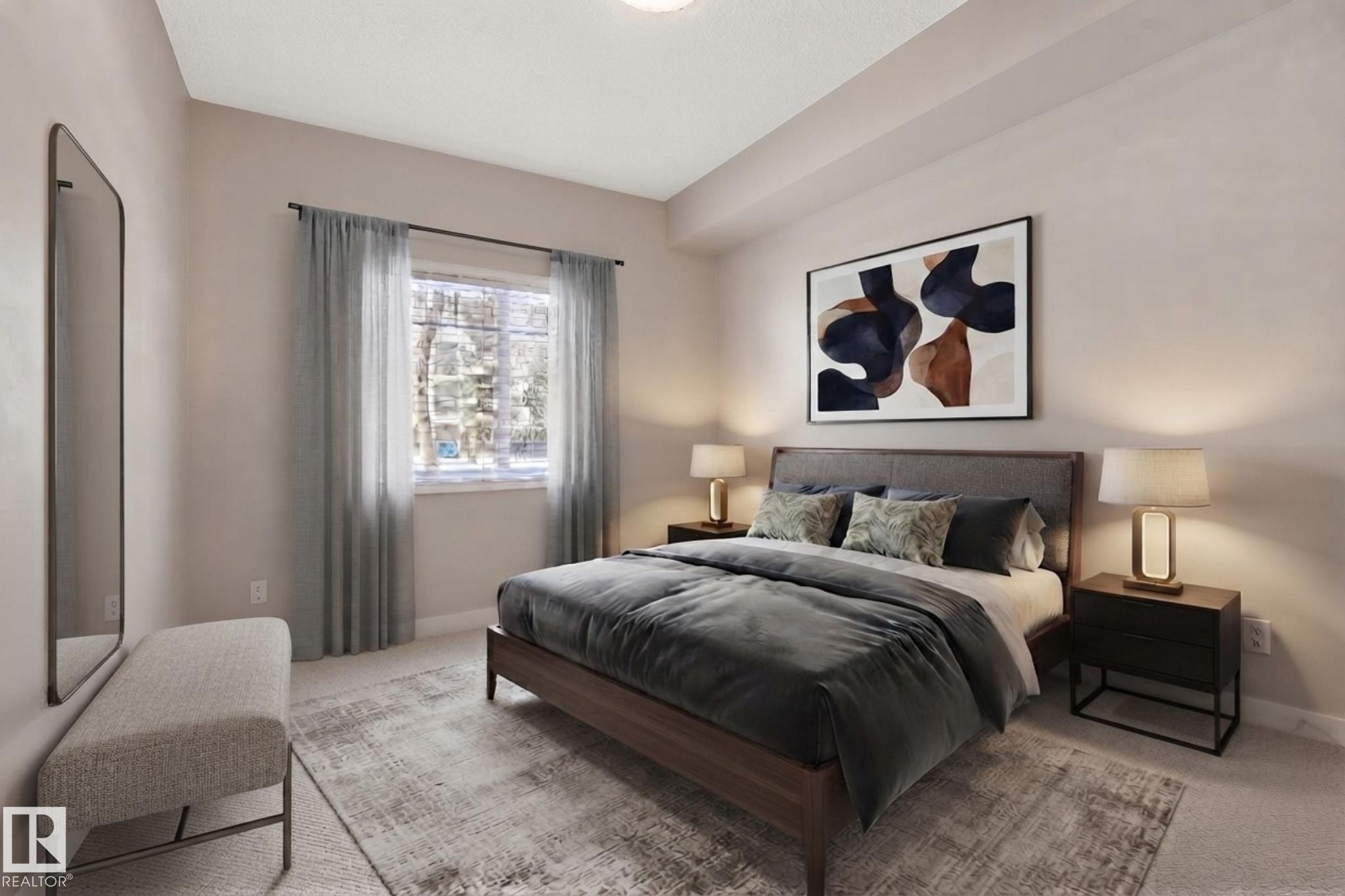 Recessed lighting and a single window with privacy blinds - #120 8931 156 St Nw, Edmonton, AB