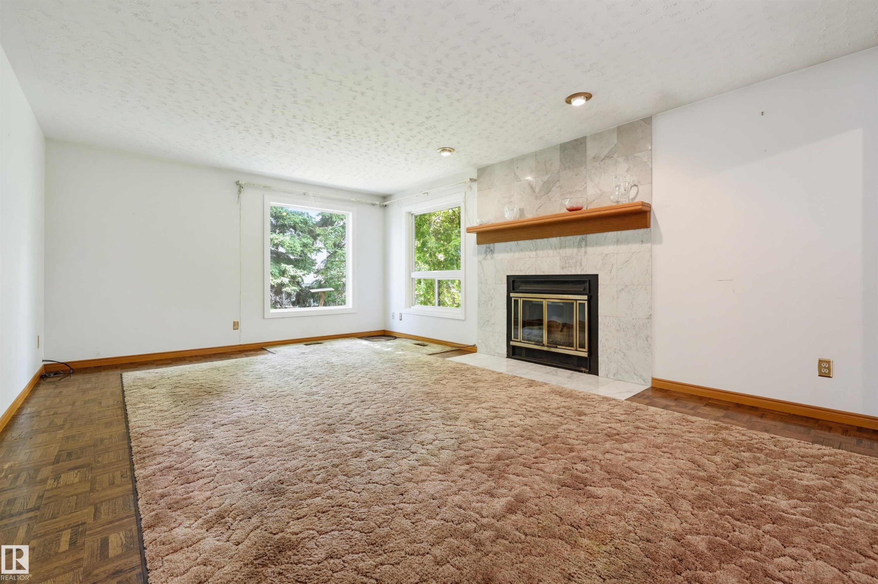 14012 120 Street Nw, Edmonton, AB - Indoor Photo Showing Living Room With Fireplace