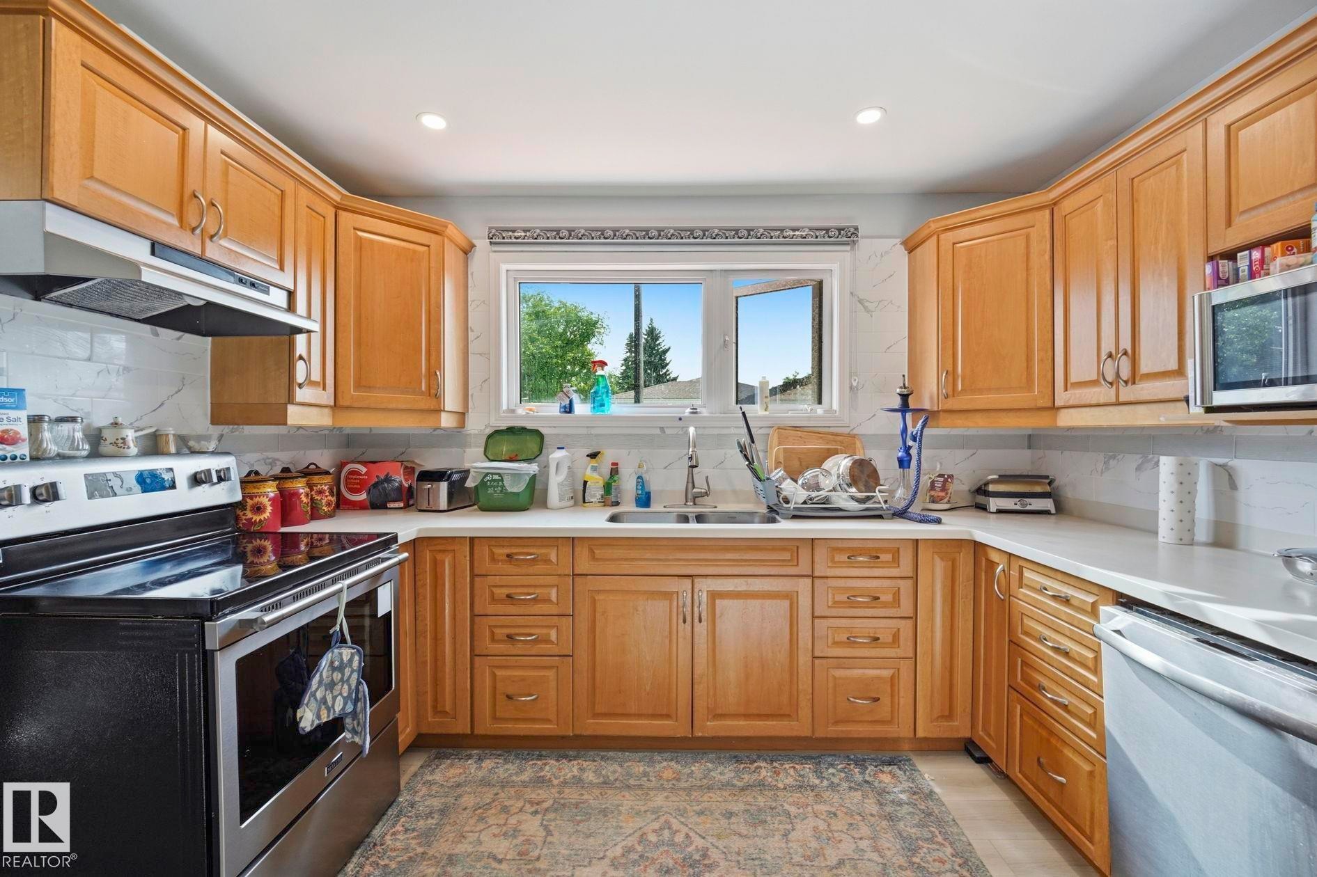9302 165 Street Nw, Edmonton, AB - Indoor Photo Showing Kitchen With Double Sink