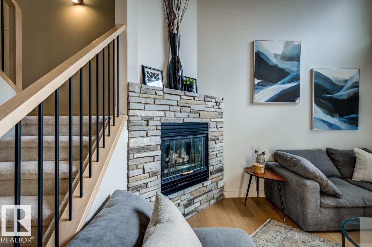 7539 188 Street Nw, Edmonton, AB - Indoor Photo Showing Living Room With Fireplace