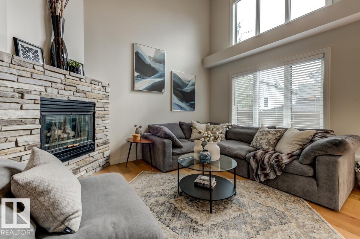 7539 188 Street Nw, Edmonton, AB - Indoor Photo Showing Living Room With Fireplace