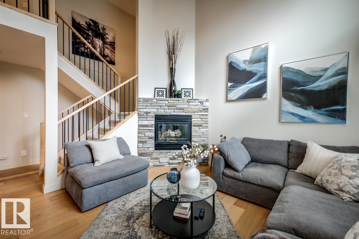 7539 188 Street Nw, Edmonton, AB - Indoor Photo Showing Living Room With Fireplace