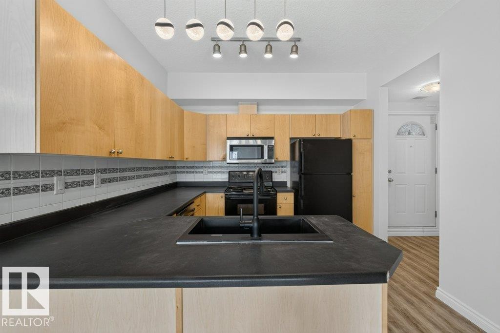 #207 10707 102 Av Nw, Edmonton, AB - Indoor Photo Showing Kitchen With Double Sink