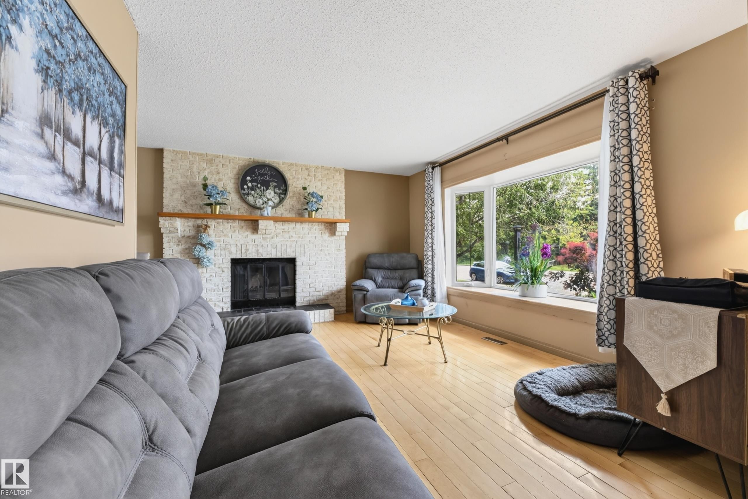 13204 47 Street Nw, Edmonton, AB - Indoor Photo Showing Living Room With Fireplace