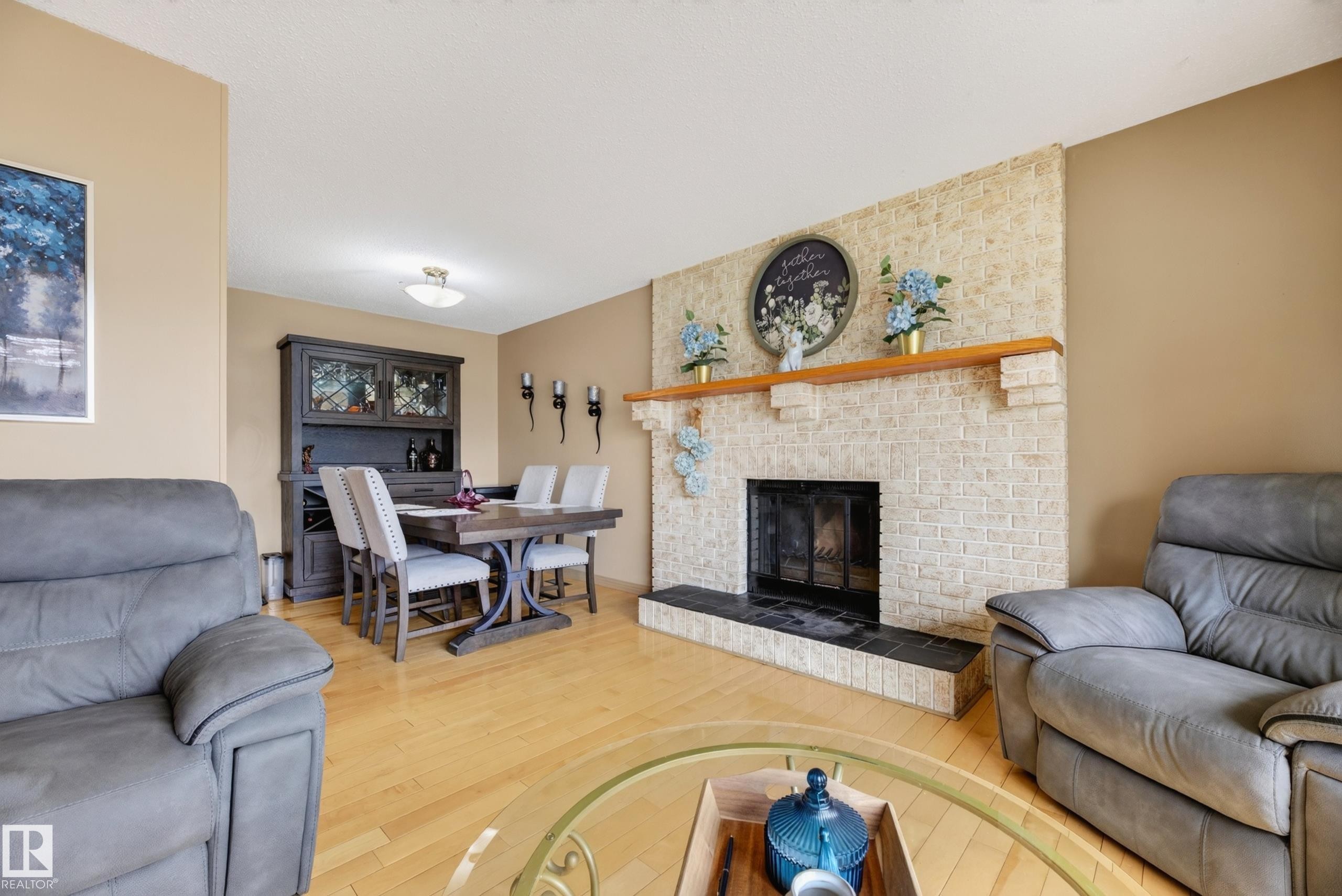 13204 47 Street Nw, Edmonton, AB - Indoor Photo Showing Living Room With Fireplace