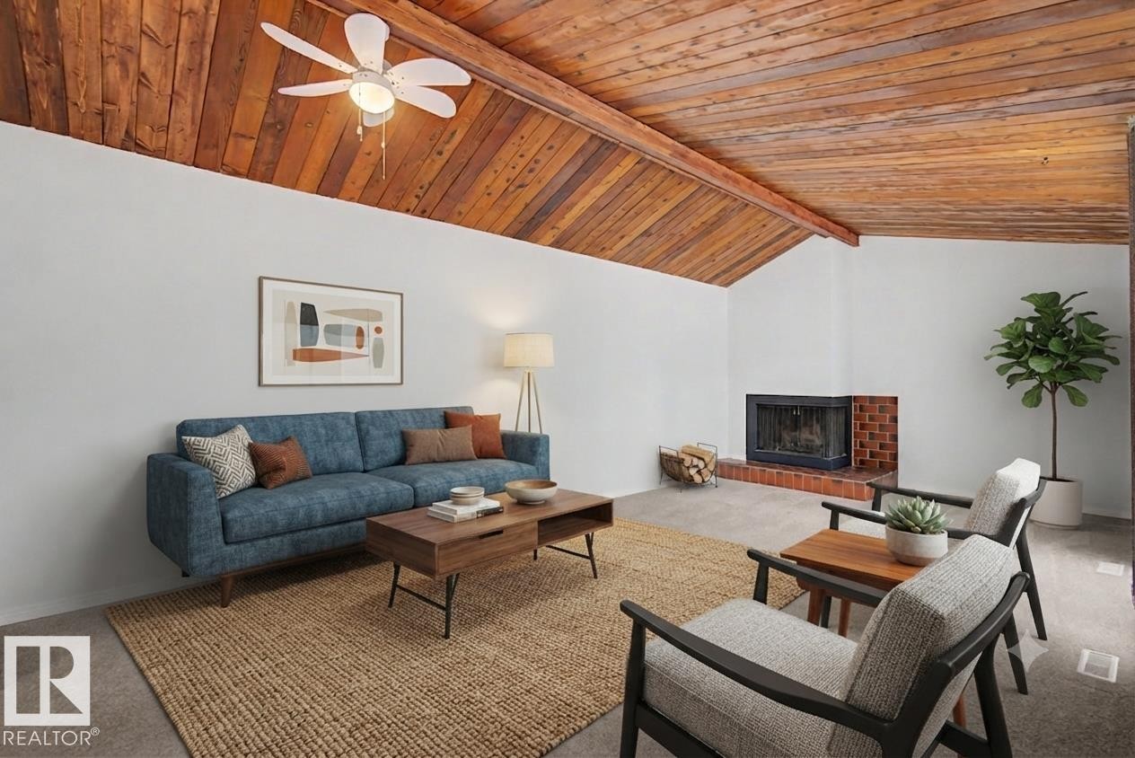 14541 121 Street Nw, Edmonton, AB - Indoor Photo Showing Living Room With Fireplace