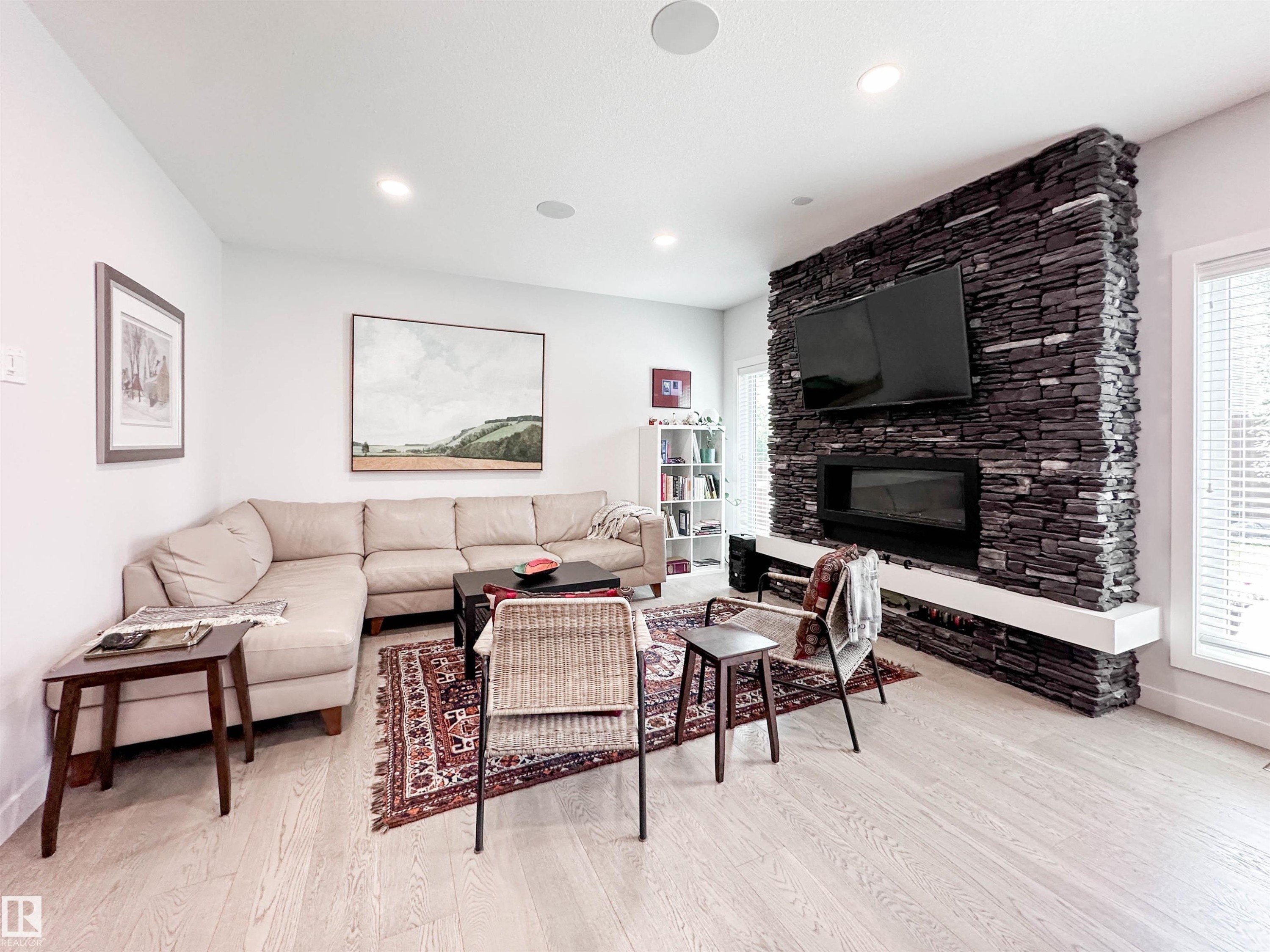 134 Joyal Way, St. Albert, AB - Indoor Photo Showing Living Room With Fireplace