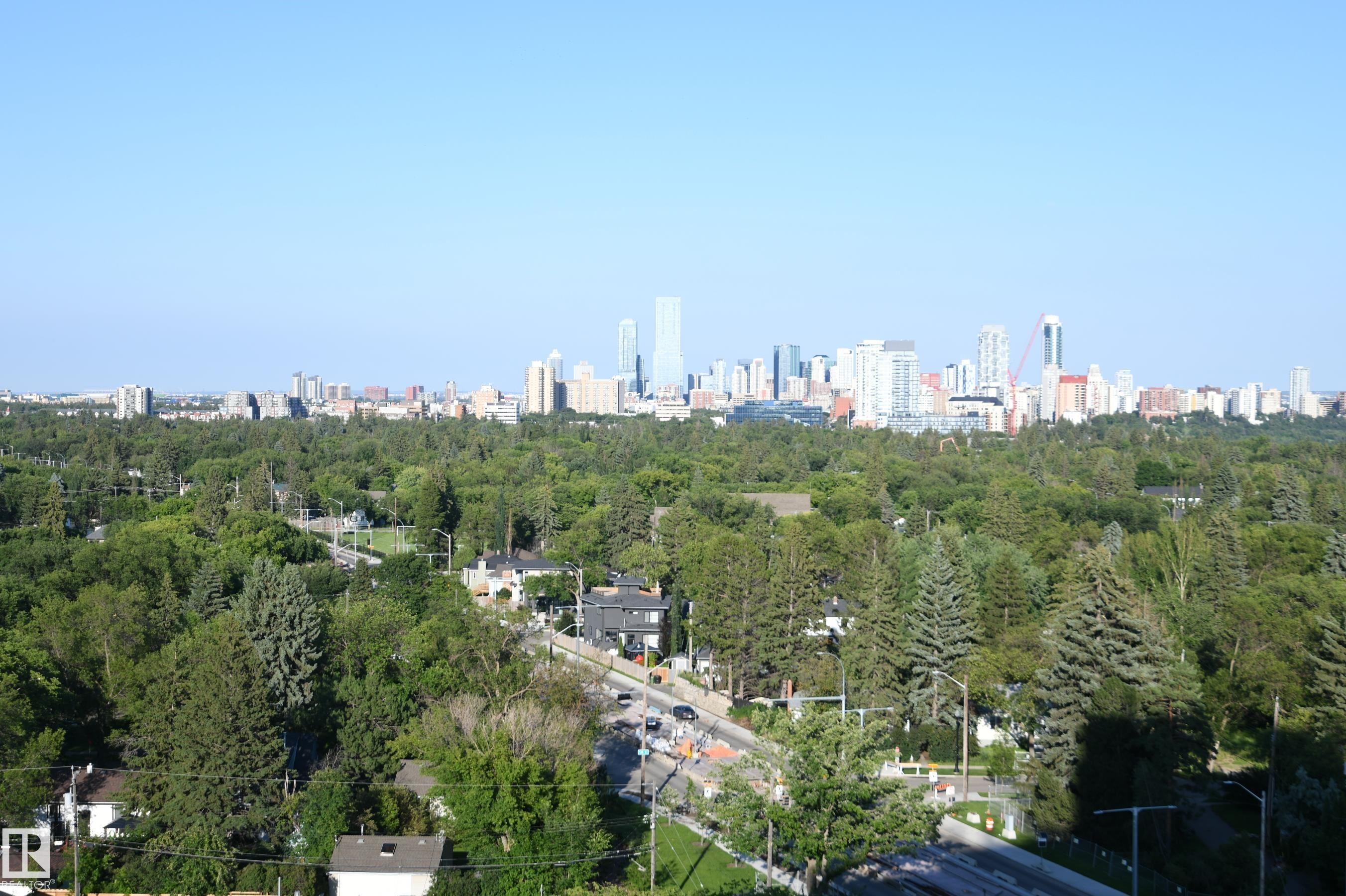 The private balcony provides a simply stunning, panoramic view of the city. Simply gorgeous - #1305 13910 Stony Plain Rd Nw, Edmonton, AB - Outdoor With View