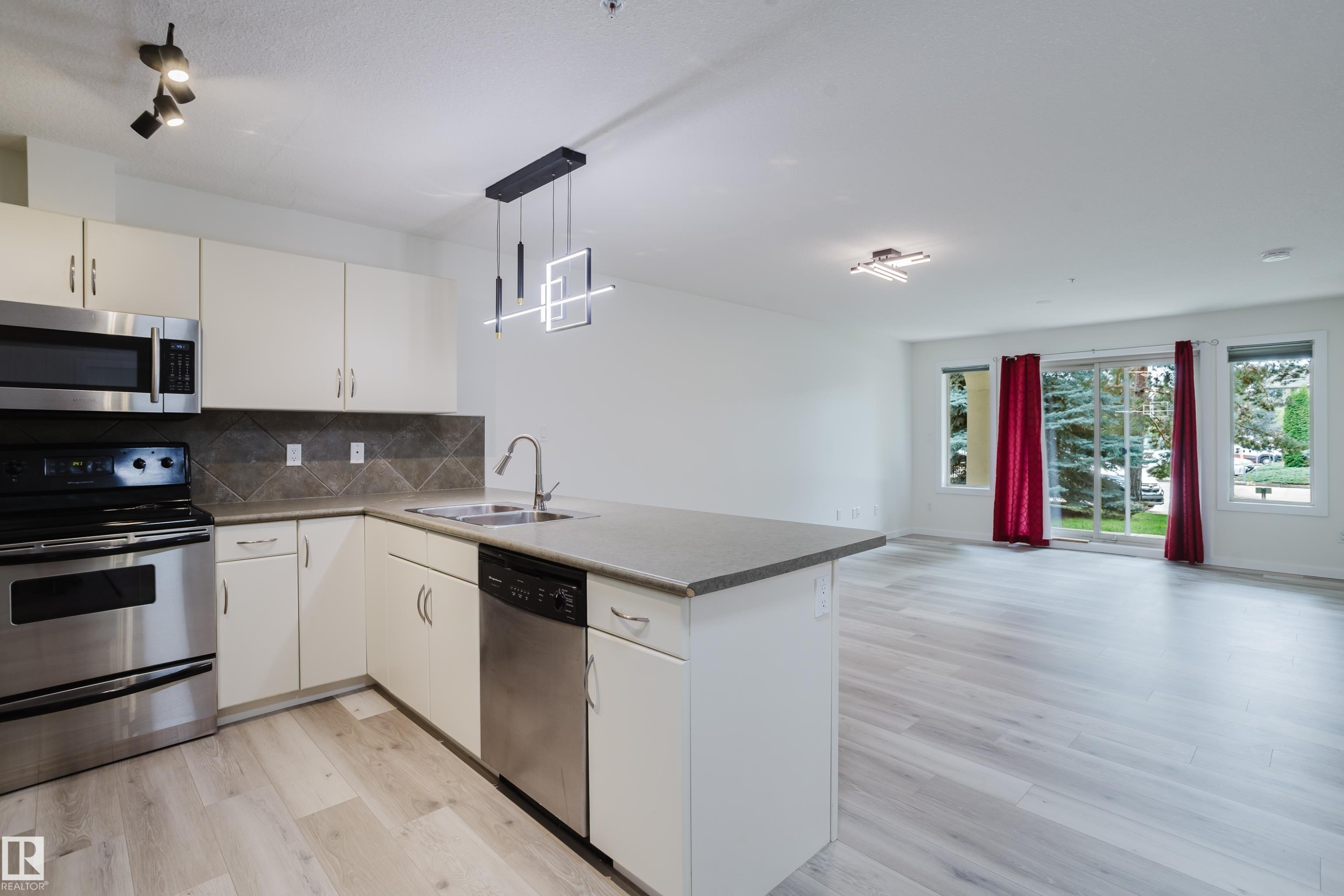 #108 278 Suder Greens Dr Nw, Edmonton, AB - Indoor Photo Showing Kitchen With Double Sink