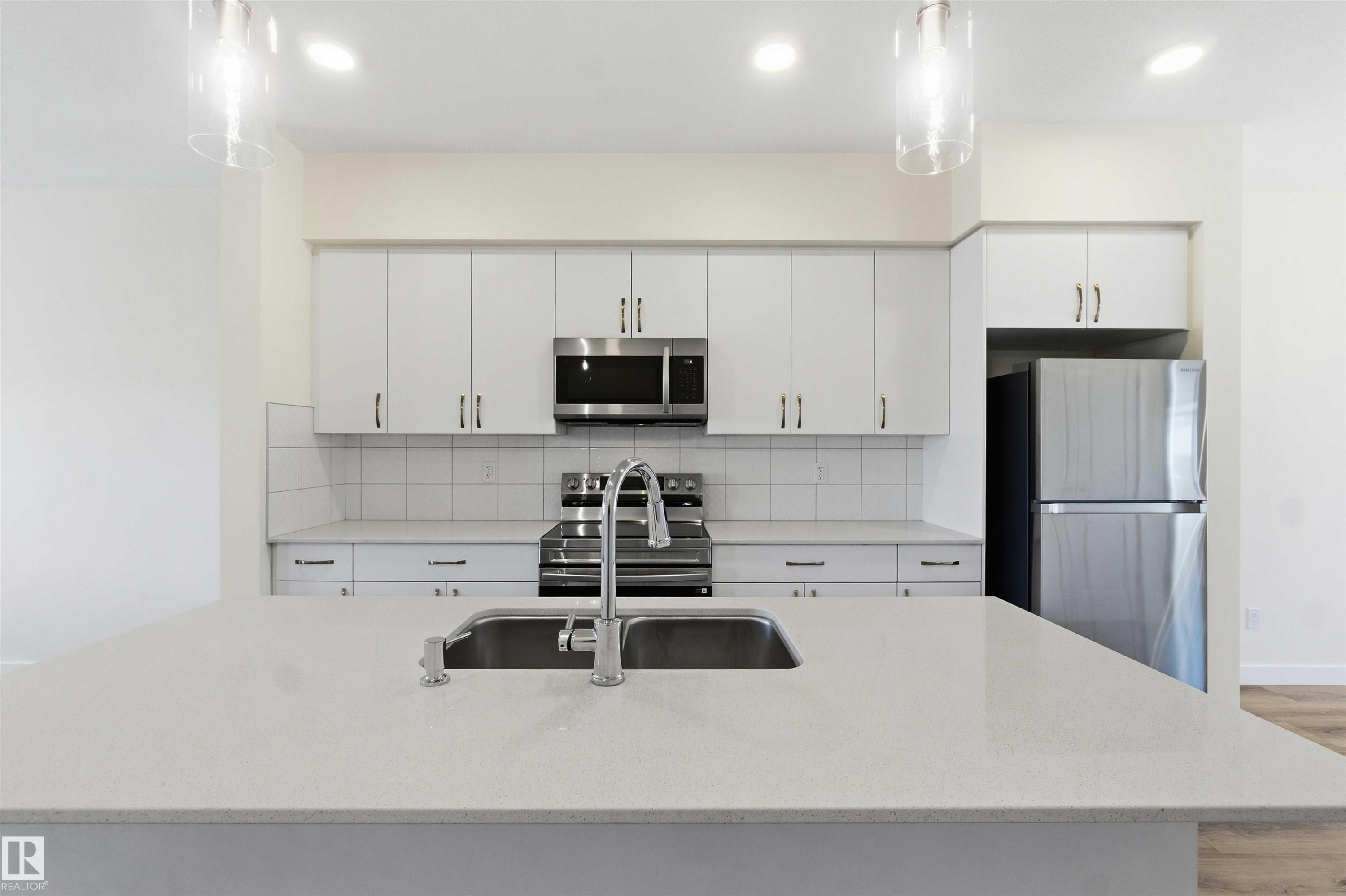 4582 Warbler Loop Nw, Edmonton, AB - Indoor Photo Showing Kitchen With Double Sink With Upgraded Kitchen