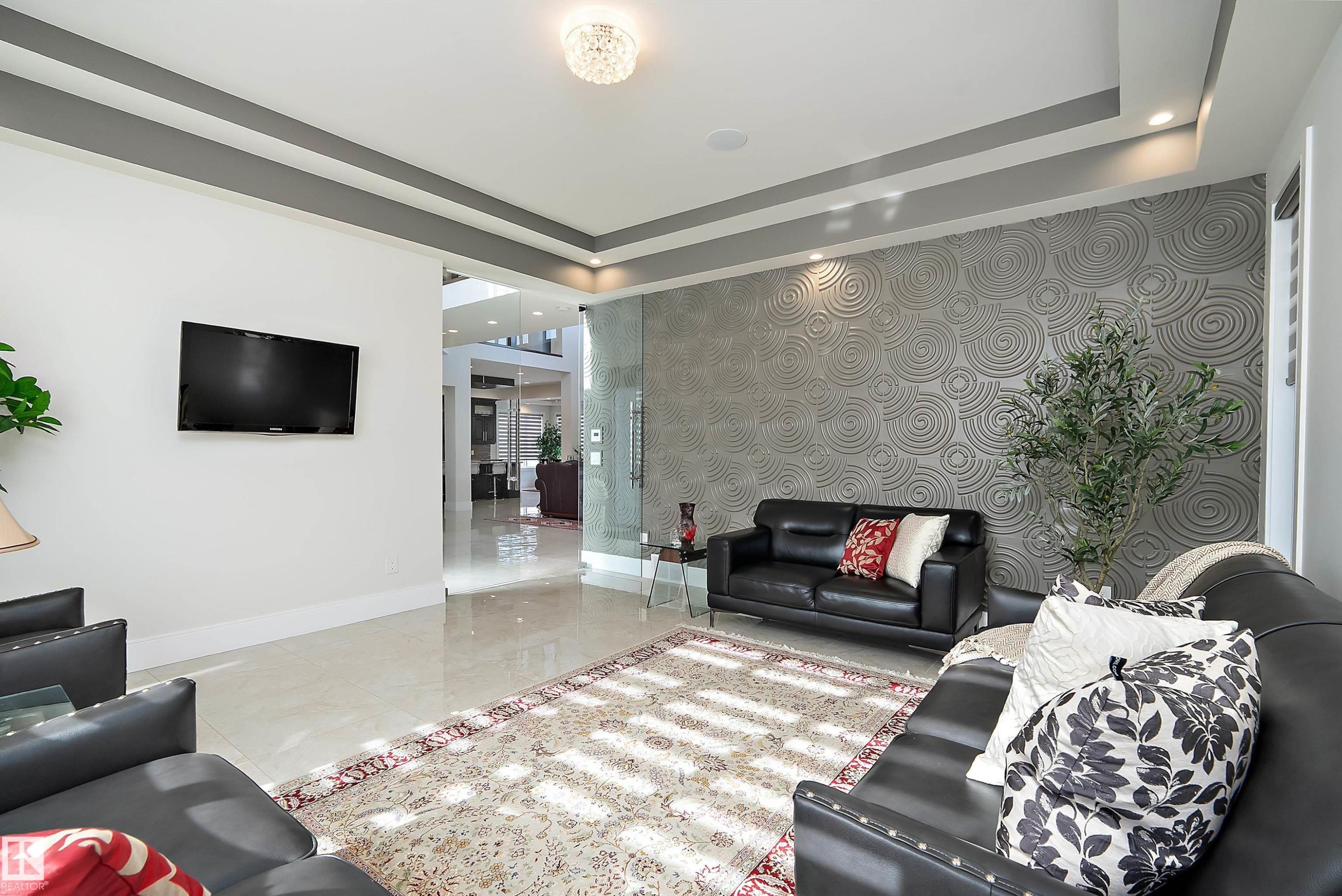 3644 Westcliff Way Sw, Edmonton, AB - Indoor Photo Showing Living Room With Fireplace