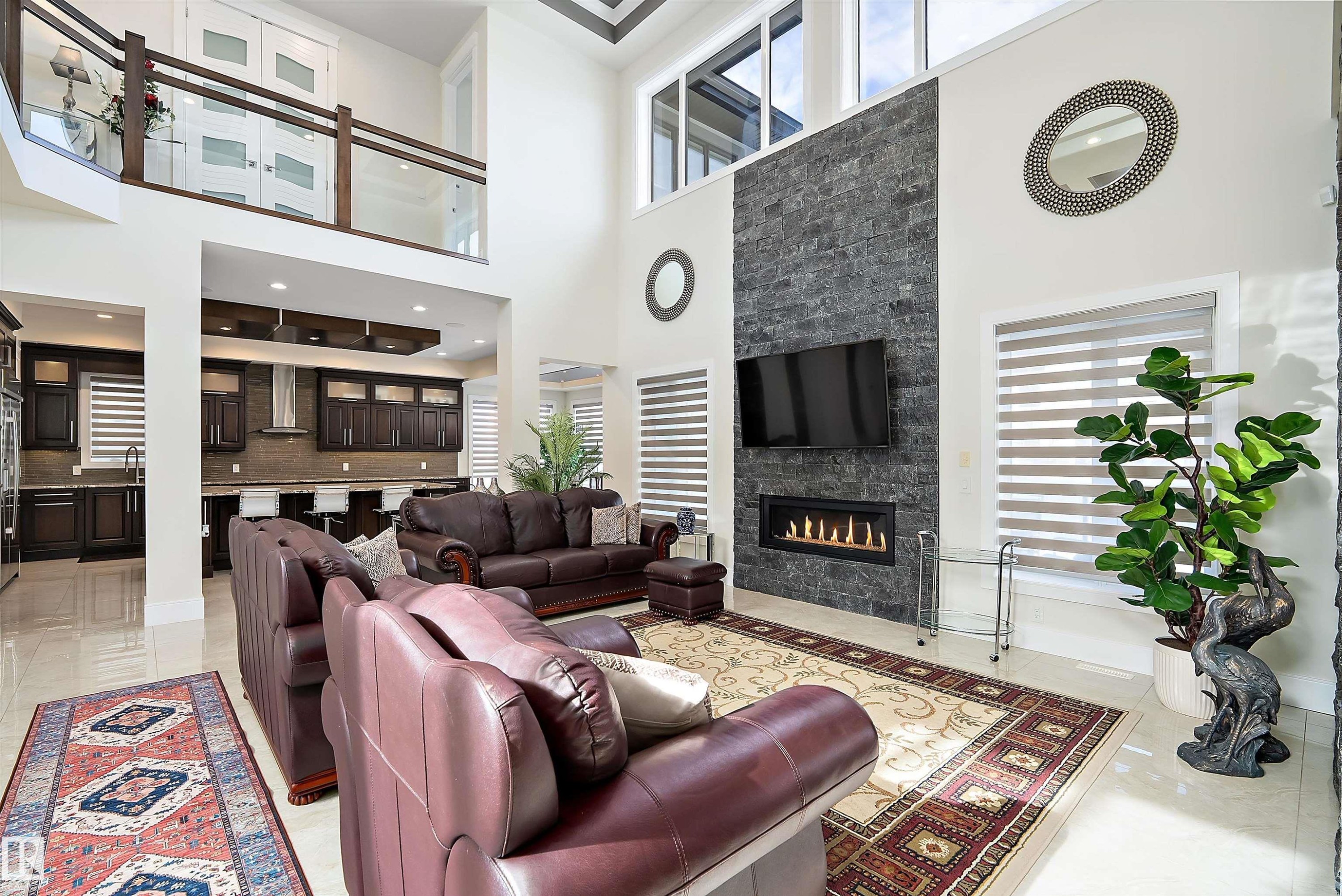3644 Westcliff Way Sw, Edmonton, AB - Indoor Photo Showing Living Room With Fireplace