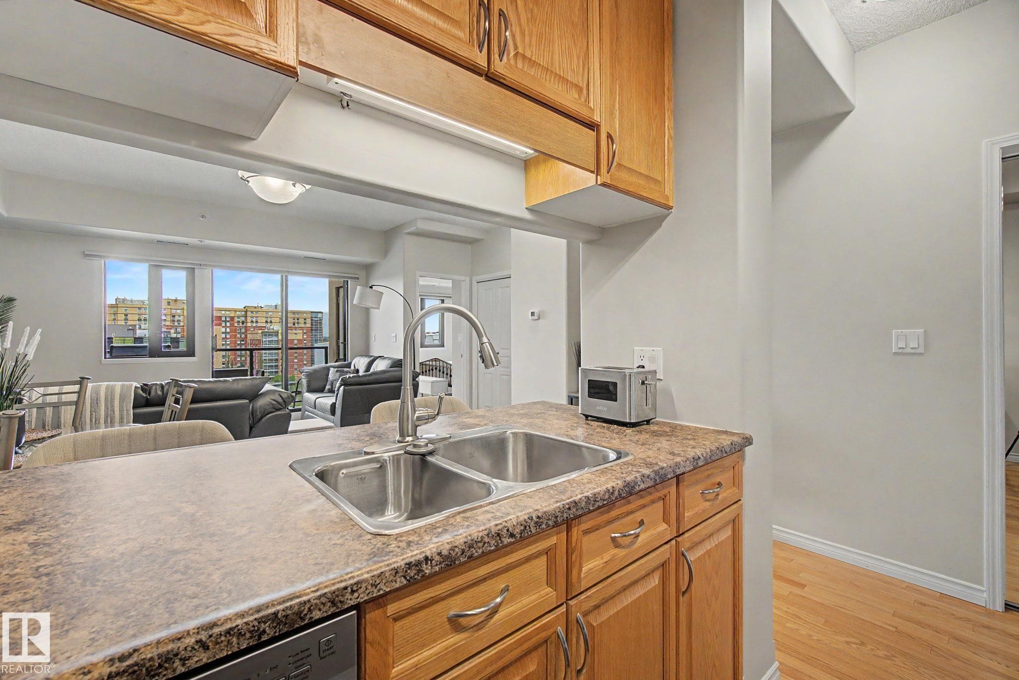 #807 10319 111 St Nw, Edmonton, AB - Indoor Photo Showing Kitchen With Double Sink