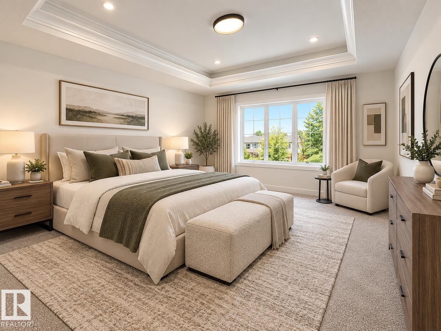 Tray ceiling with recessed lighting - 1312 35 Street Nw, Edmonton, AB