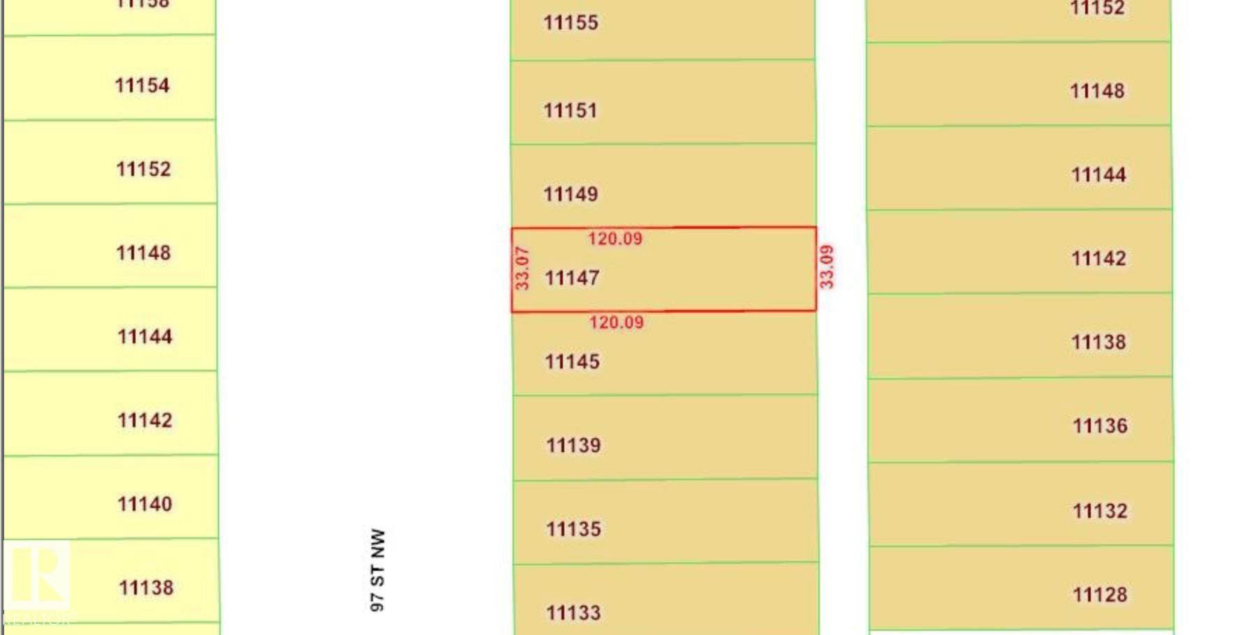 Cadastral Map. Illustrating lot dimensions and numbering for the property - 11147 97 Street Nw, Edmonton, AB - Other