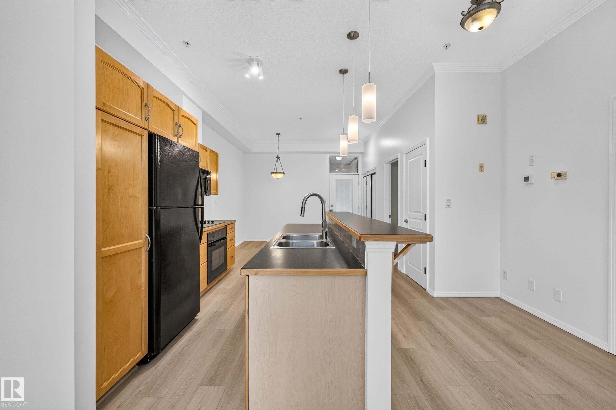 #304 9804 101 St Nw, Edmonton, AB - Indoor Photo Showing Kitchen With Double Sink