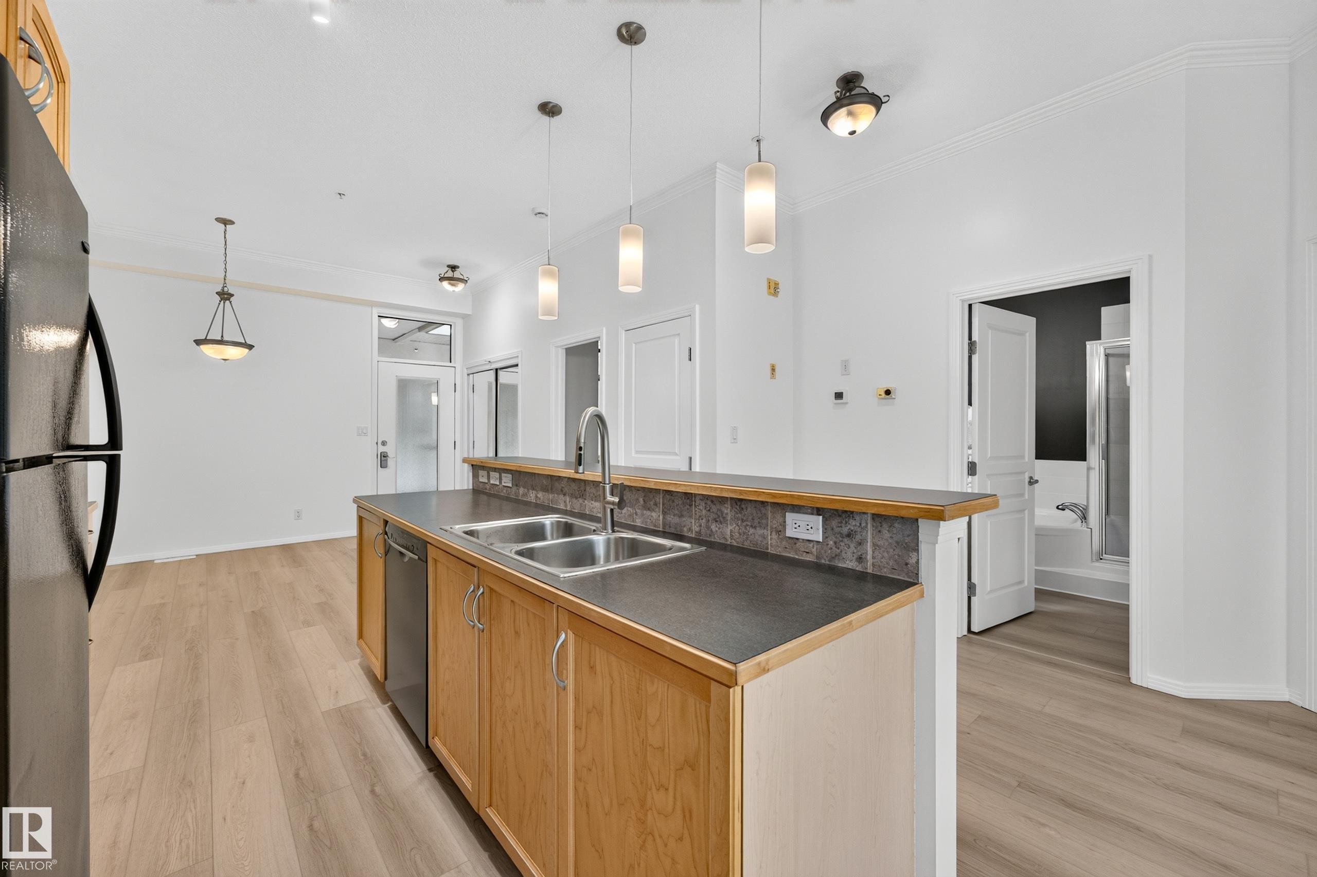 #304 9804 101 St Nw, Edmonton, AB - Indoor Photo Showing Kitchen With Double Sink
