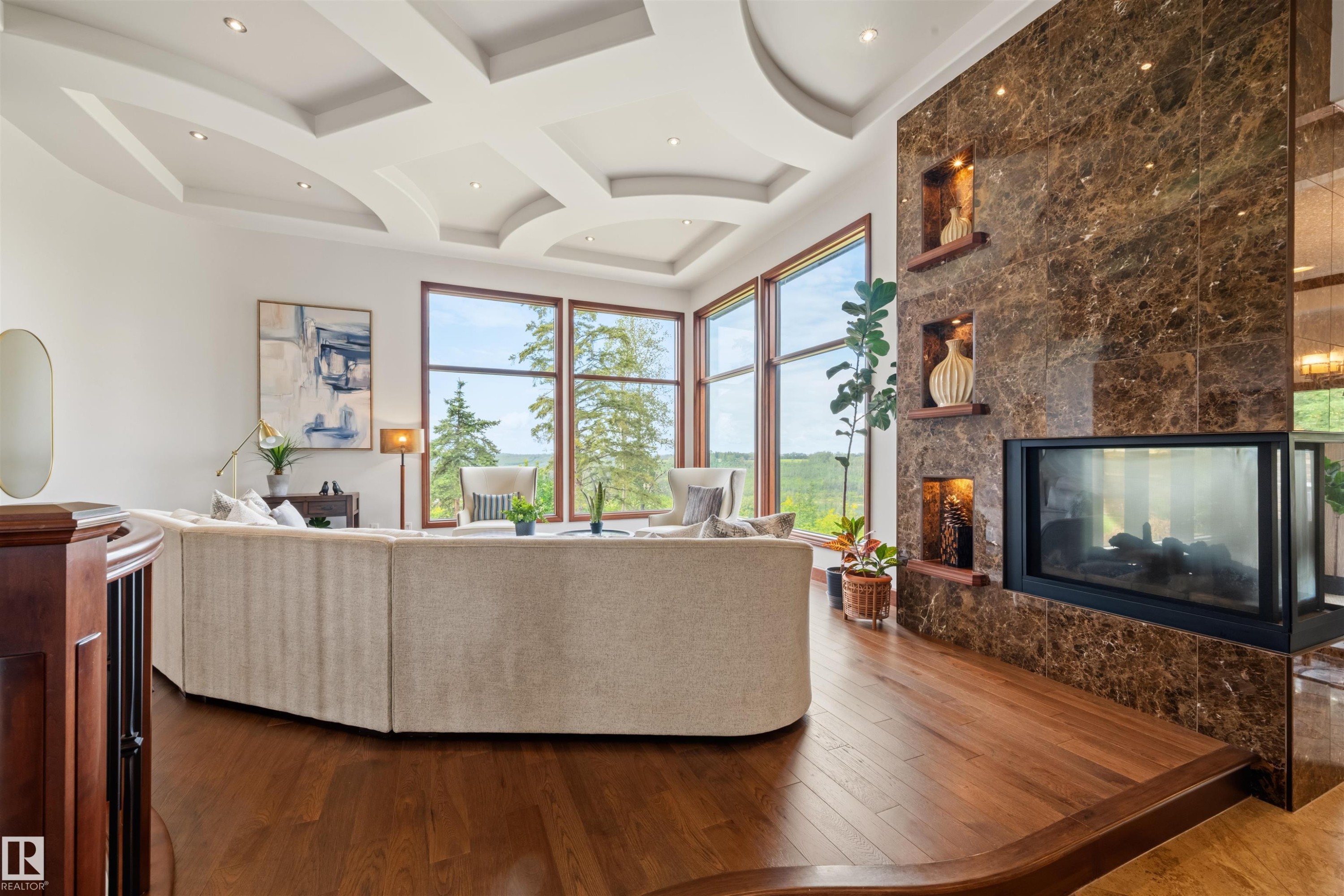 188 Windermere Drive Nw, Edmonton, AB - Indoor Photo Showing Living Room With Fireplace