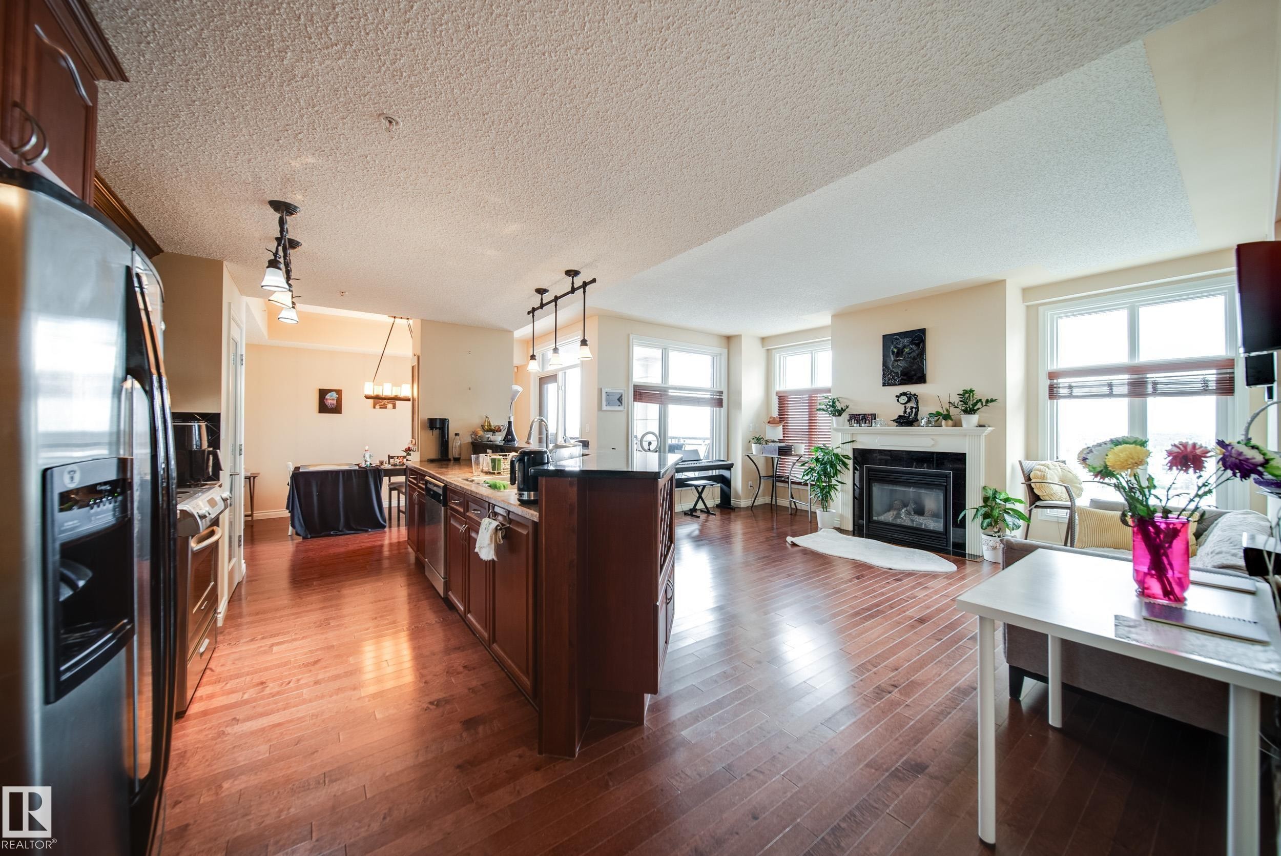#1301 9020 Jasper Av Nw, Edmonton, AB - Indoor With Fireplace